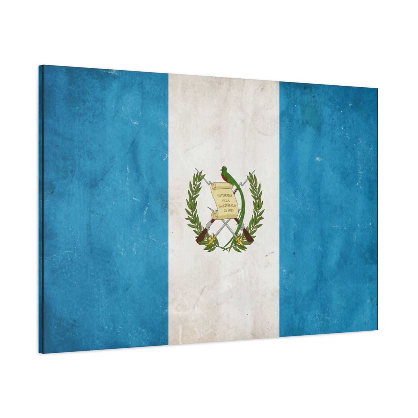 Guatemala Flag Canvas Wall Art - Distintivo De La Guatemala 15 1823 Vintage Blue White Banner Print - Patriotic Decor, Living Room Wall Decor, Office Accent - Bedroom Home Decoration - Ready to Hang