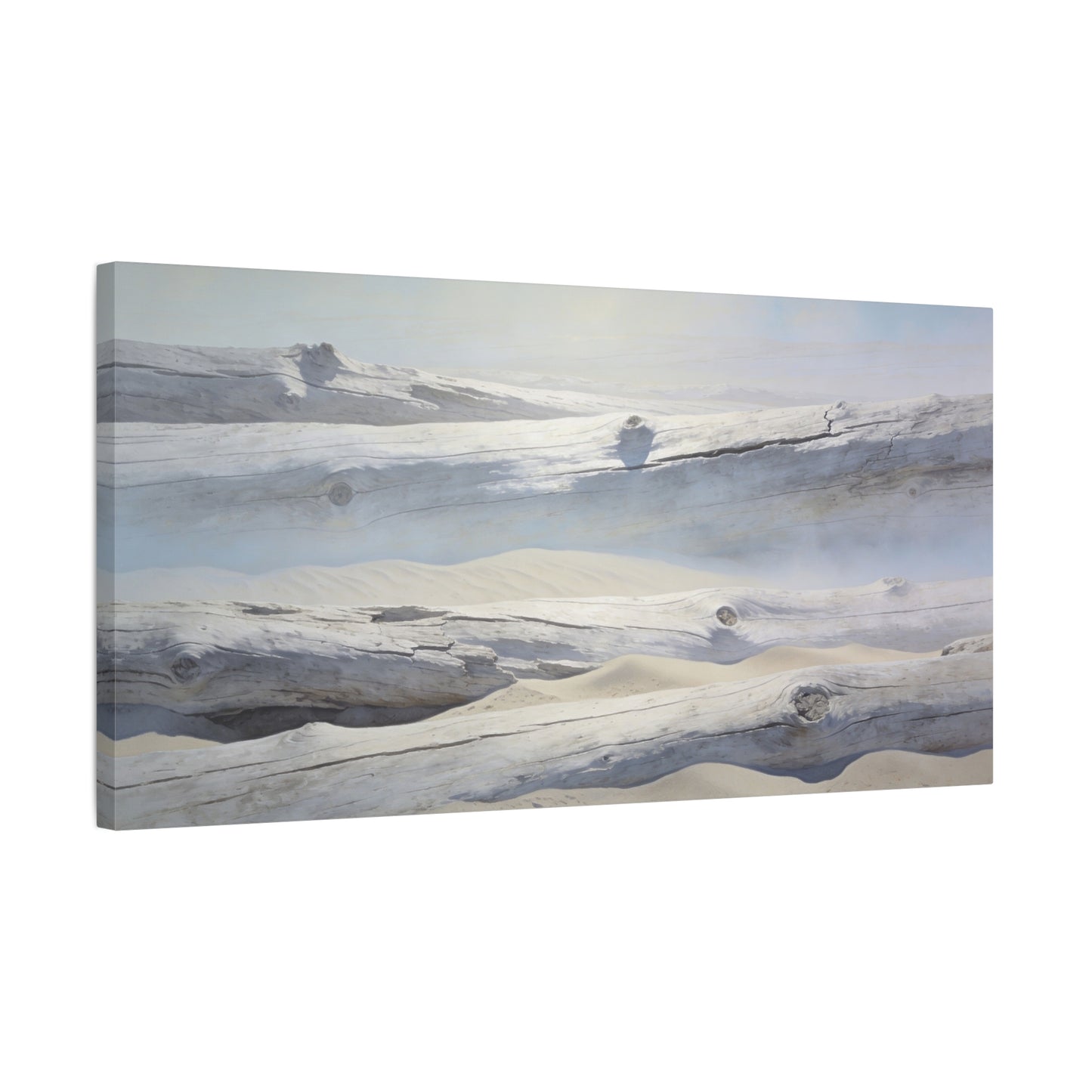 Driftwood Beach Canvas Wall Art - Coastal Sand Dunes Art Print, Soft Blue Beige Neutral Tones - Minimalist Coastal Style - Living Room Wall Decor, Bedroom Home Decoration - Ready to Hang