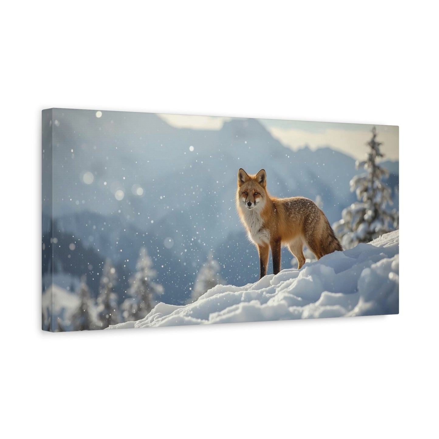 Red Fox Canvas Wall Art - Winter Wildlife Snow Landscape Print, Nature Home Decor, Matte Cotton Artwork, Rustic Contemporary Style For Living Room Bedroom Office - Living Room Wall Decor