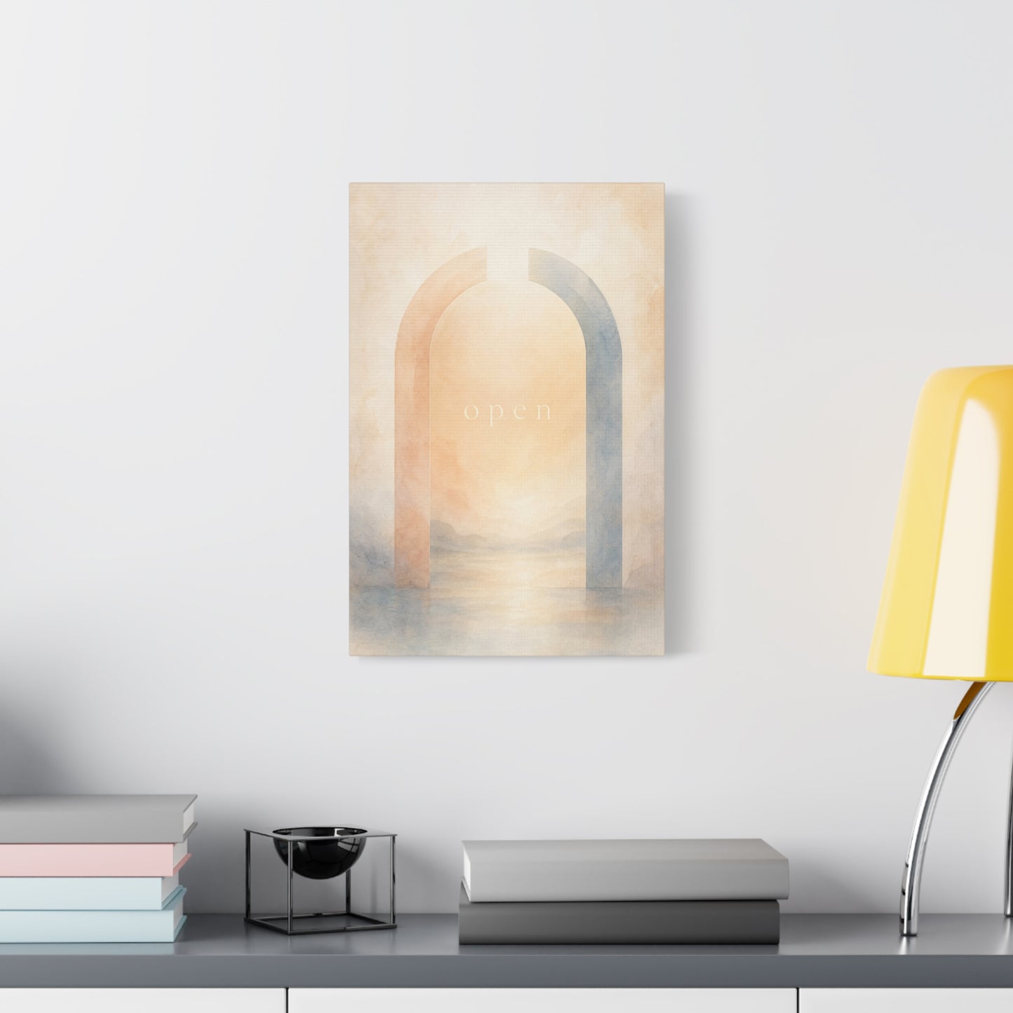 "Open" Abstract Arch Canvas Wall Art - Minimalist Watercolor Neutral Wall Decor - Contemporary Pastel Home Decoration - Bedroom Living Room Accent, Meditation Space Office Art - Modern Farmhouse Style