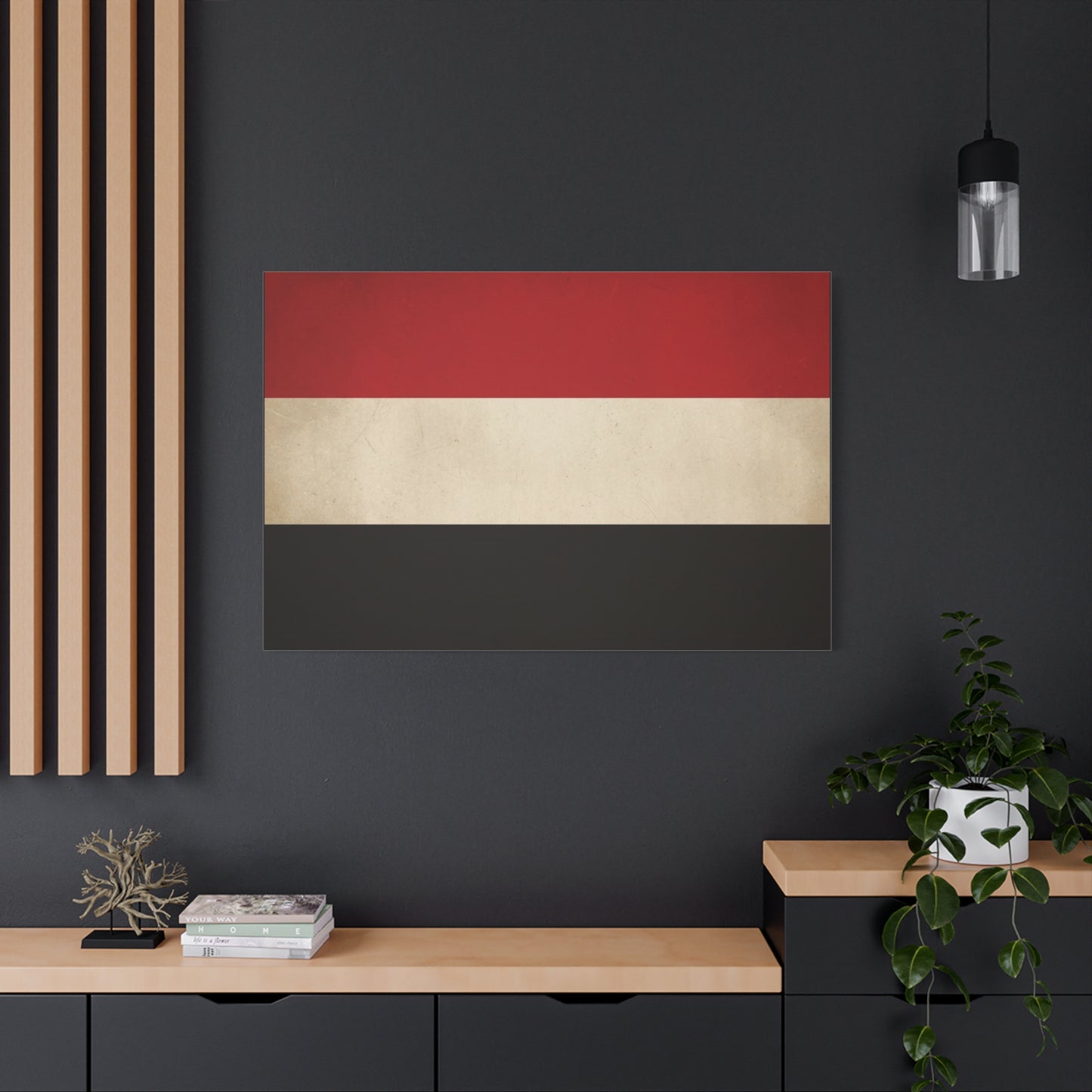 Yemen Flag Canvas Wall Art - Red White Black Horizontal Banner Print - Minimalist Patriotic Artwork - Contemporary Wall Decor For Living Room Bedroom Office Display - Bedroom Home Decoration