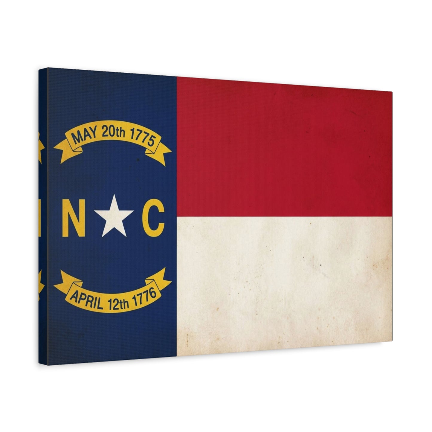North Carolina State Flag Canvas Wall Art - "May 20th 1775" "April 12th 1776" Vintage Patriotic Print - Rustic Americana Decor - Living Room Home Decoration, Office Wall Accent - Ready to Hang