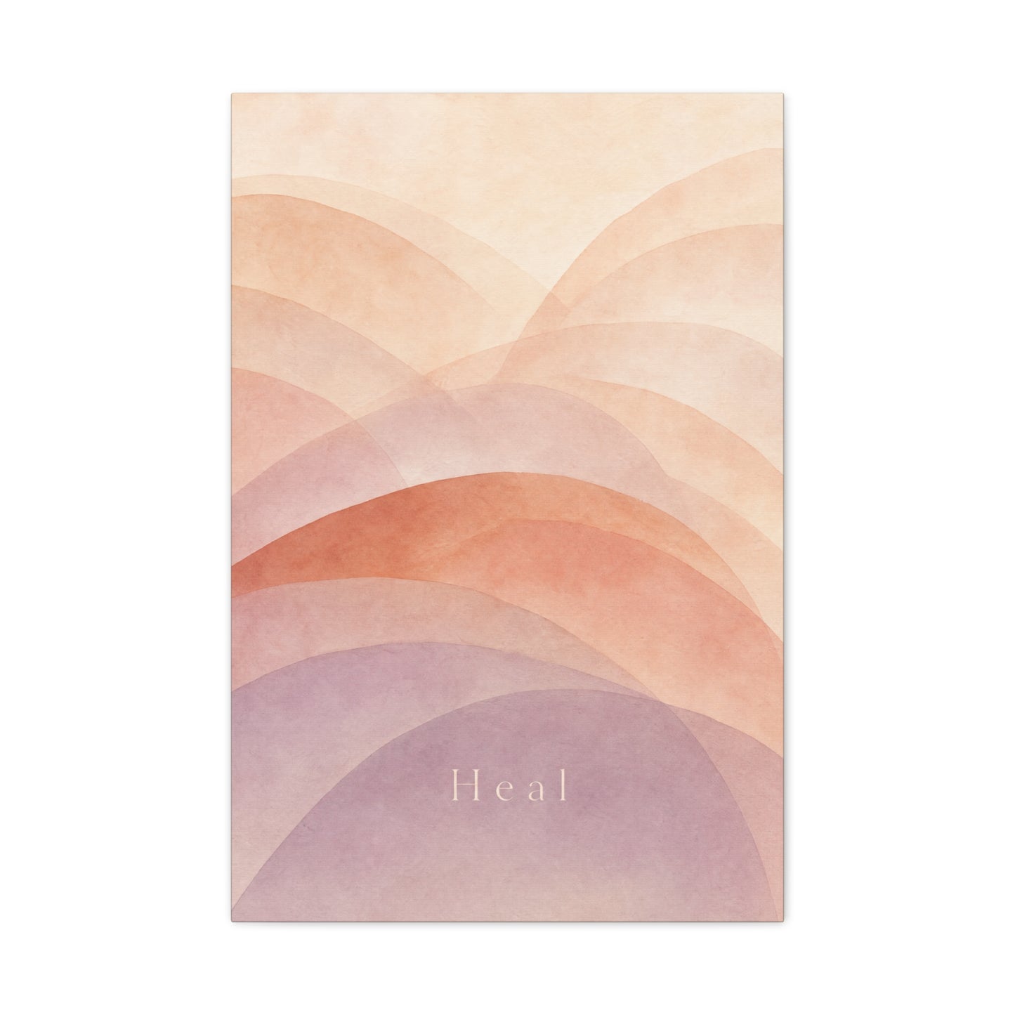 "Heal" Abstract Canvas Wall Art - Blush Peach Lavender Arches, Minimalist Typography Print - Contemporary Boho Decor, Bedroom Wall Hanging, Living Room Decoration, Meditation Space Accent