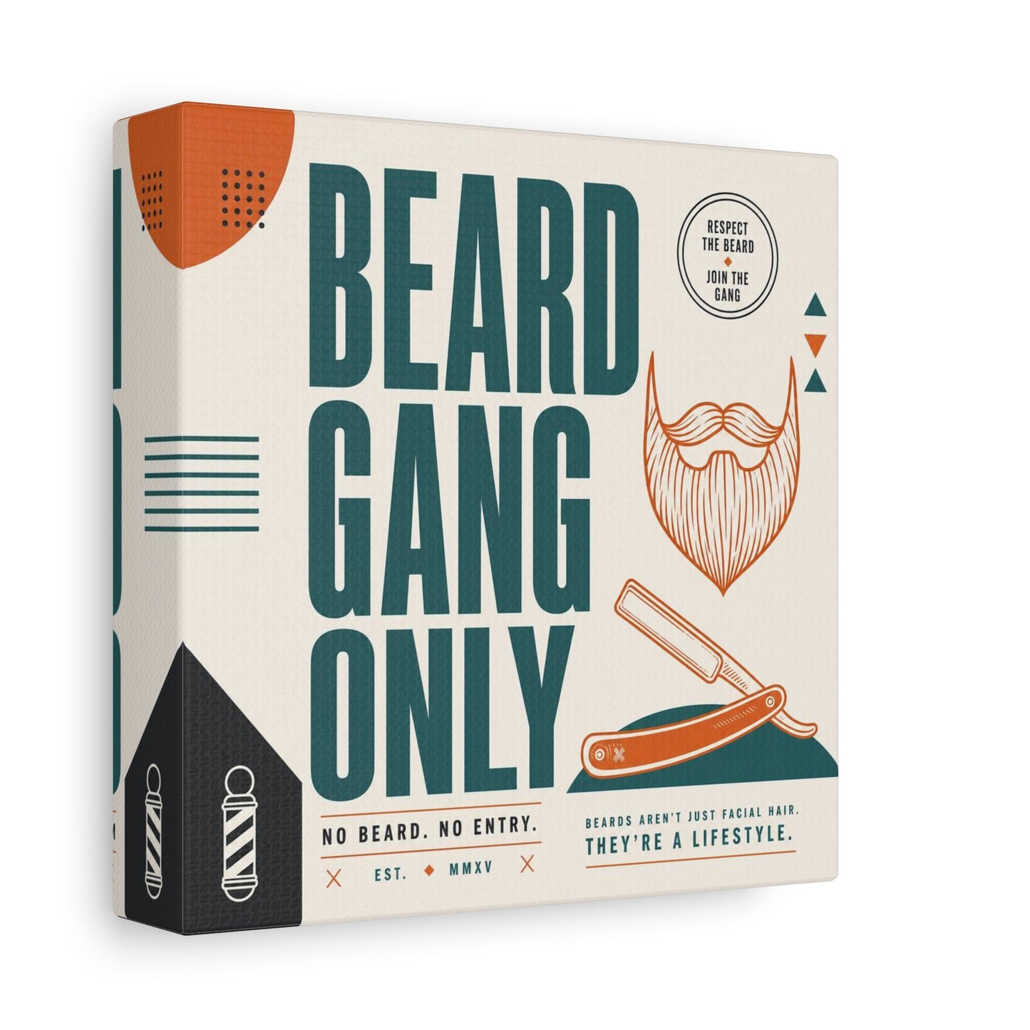 "Beard Gang Only" Typography Canvas Wall Art - Barber Beard Quote Print, Vintage Modern Style - Barbershop Wall Decor, Workspace Accent, Retro Illustration Canvas - Reception Area Decor
