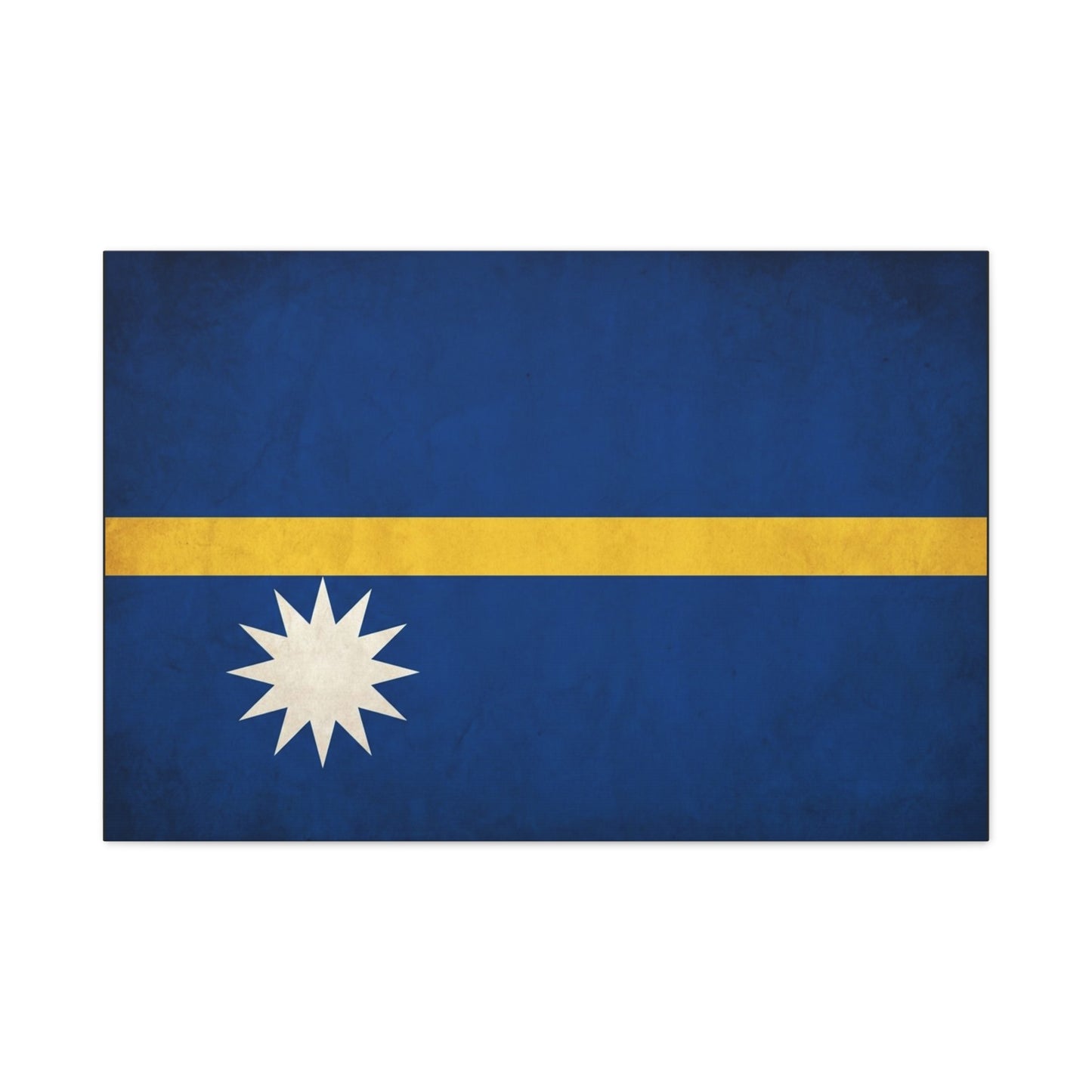 Nauru Flag Canvas Wall Art - Blue Field, Gold Stripe, White Star - Vintage National Pride Print - Coastal Style Living Room Decor, Bedroom Home Decoration - Living Room Wall Decor - Ready to Hang