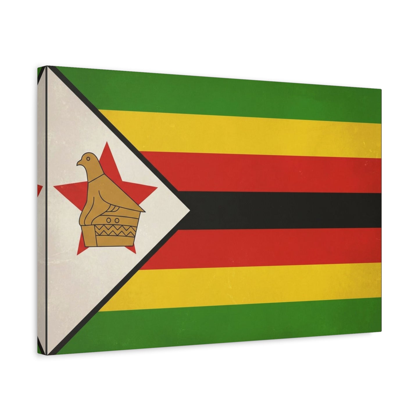 Zimbabwe Flag Canvas Wall Art - Vintage National Pride Decor, Green Gold Red Black Banner Print - Cultural Heritage Style - Living Room Wall Decor, Office Art - Modern Farmhouse Style - Ready to Hang