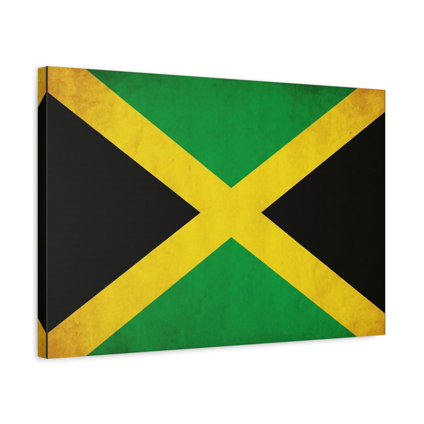 Jamaica Flag Canvas Wall Art - Vintage Jamaican National Flag Print, Green Gold Black Patriotic Decor - Matte Canvas Wall Hanging - Living Room Bedroom Office Decoration - Bedroom Home Decoration