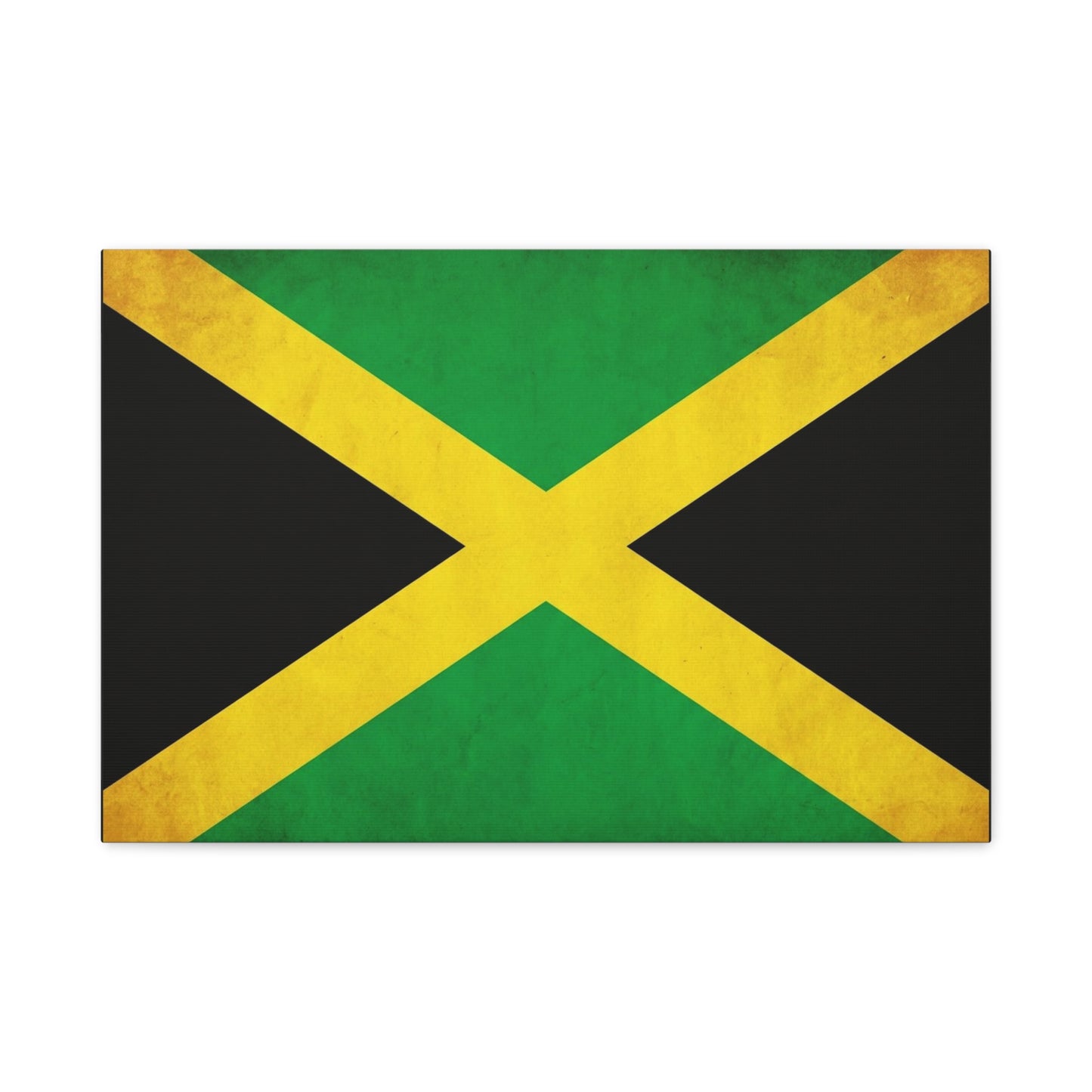 Jamaica Flag Canvas Wall Art - Vintage Jamaican National Flag Print, Green Gold Black Patriotic Decor - Matte Canvas Wall Hanging - Living Room Bedroom Office Decoration - Bedroom Home Decoration