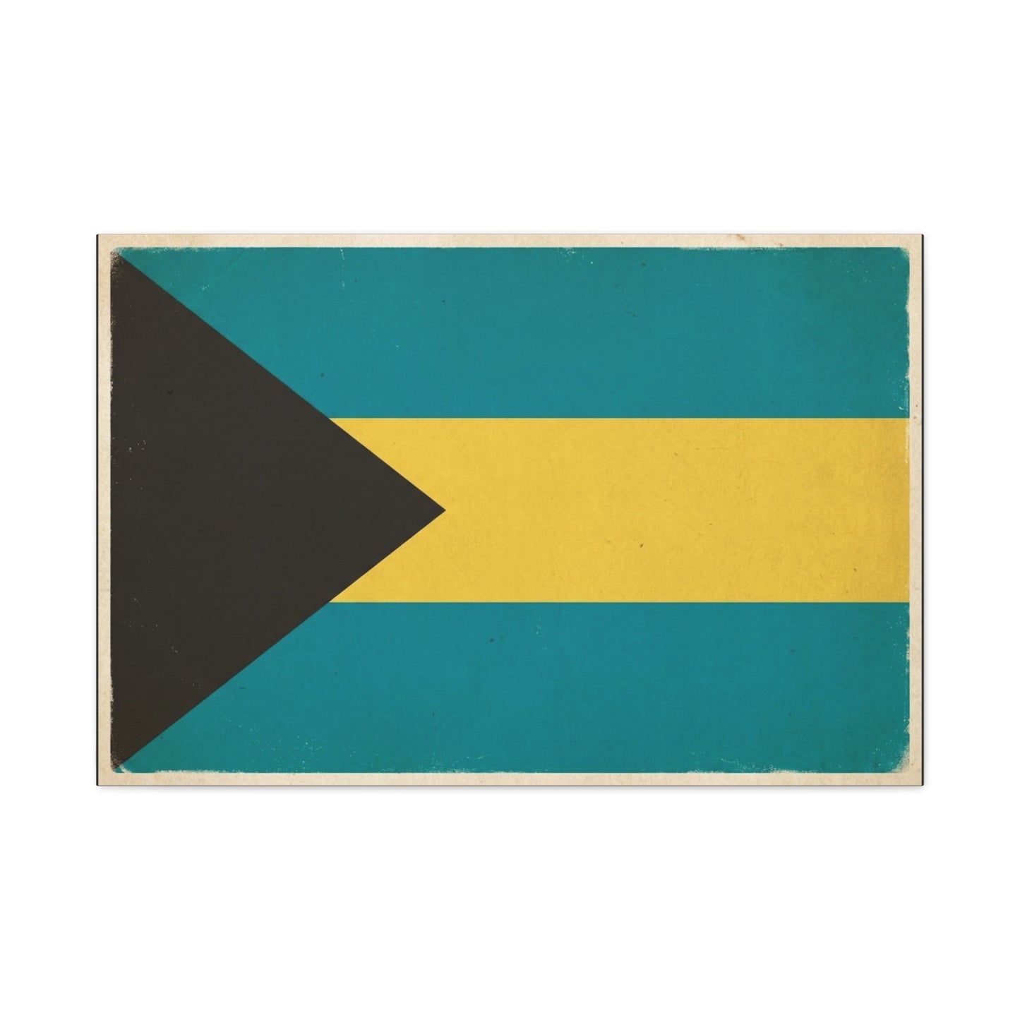 Bahamas Flag Canvas Wall Art - Vintage Caribbean National Flag Print, Blue Yellow Black Geometric Design - Coastal Decor - Living Room Home Decoration - Living Room Wall Decor - Modern Farmhouse Style