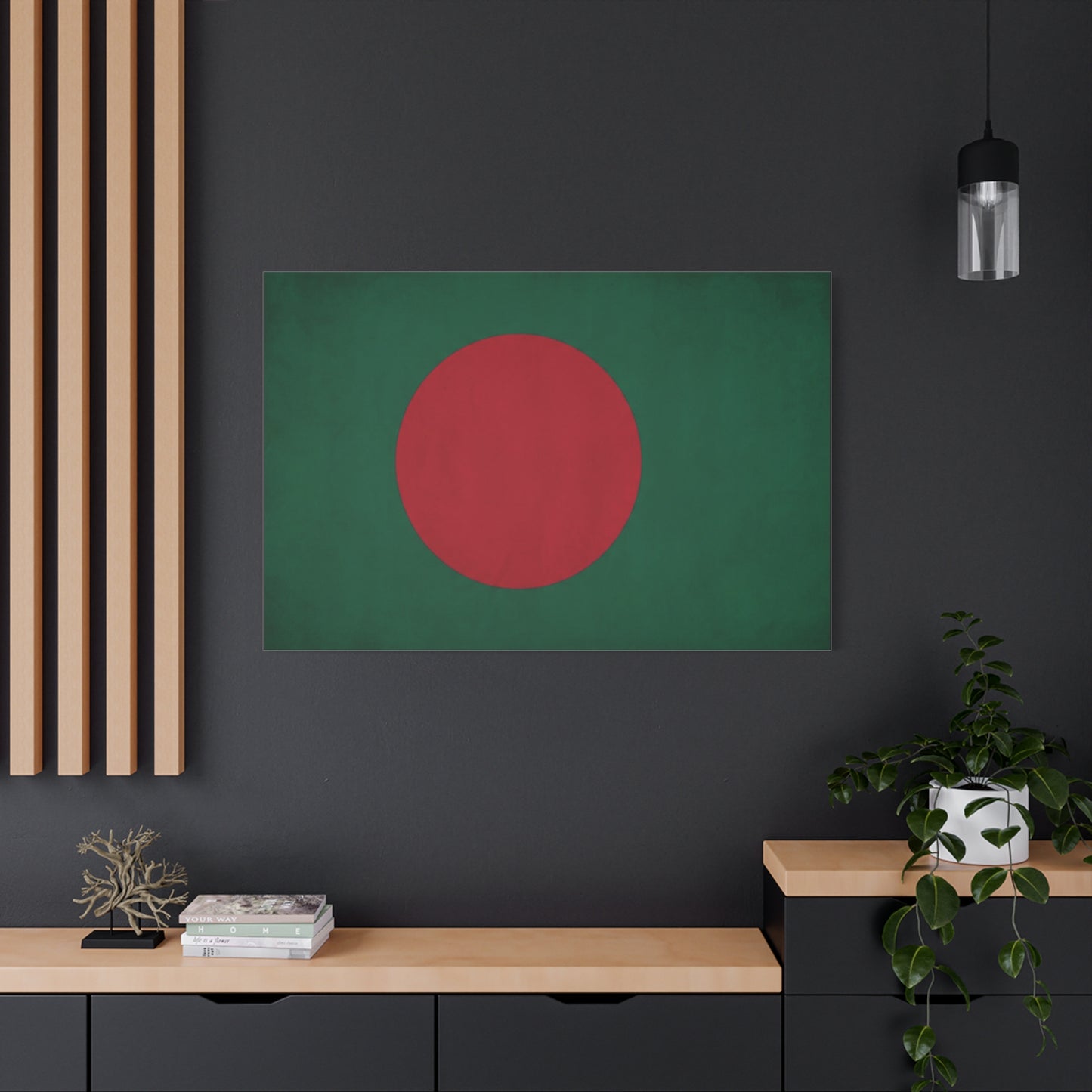 Bangladesh Flag Canvas Wall Art - Red Circle On Green National Flag Print - Minimalist Patriotic Decor - Living Room Wall Decor, Bedroom Home Decoration, Office Art - Bedroom Home Decoration
