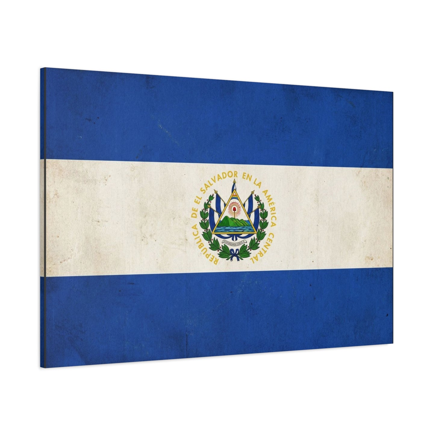 El Salvador Flag Canvas Wall Art - Republica De El Salvador En La America Central - Vintage Blue White National Banner Print - Heritage Decor For Living Room, Office, Dorm - Living Room Wall Decor