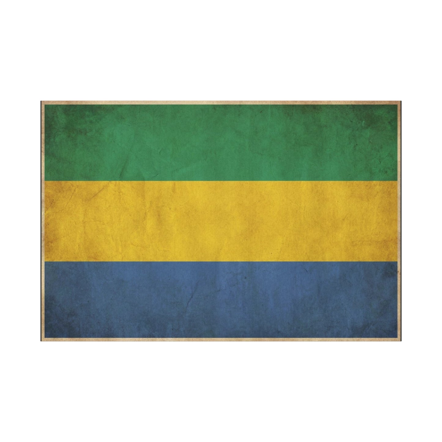 Gabon Flag Canvas Wall Art - Vintage Green Yellow Blue Country Print - Rustic Textured National Pride Decor - Living Room Wall Decor, Bedroom Home Decoration, Dorm Accent - Bedroom Home Decoration