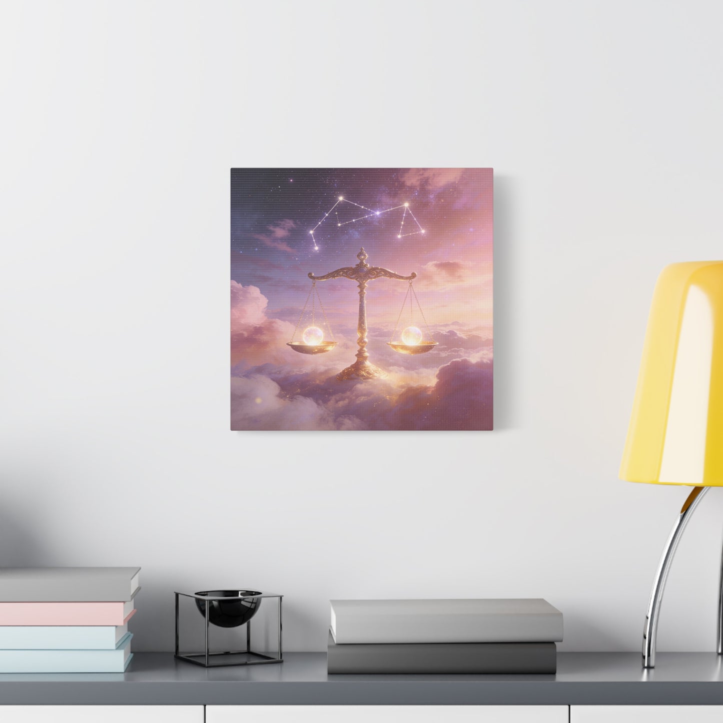 Libra Zodiac Canvas Wall Art - Celestial Scales, Pink Purple Sky, Astrology Decor - Dreamy Matte Canvas Print - Bedroom Wall Decor, Meditation Space Accent, Office Art - Bedroom Home Decoration