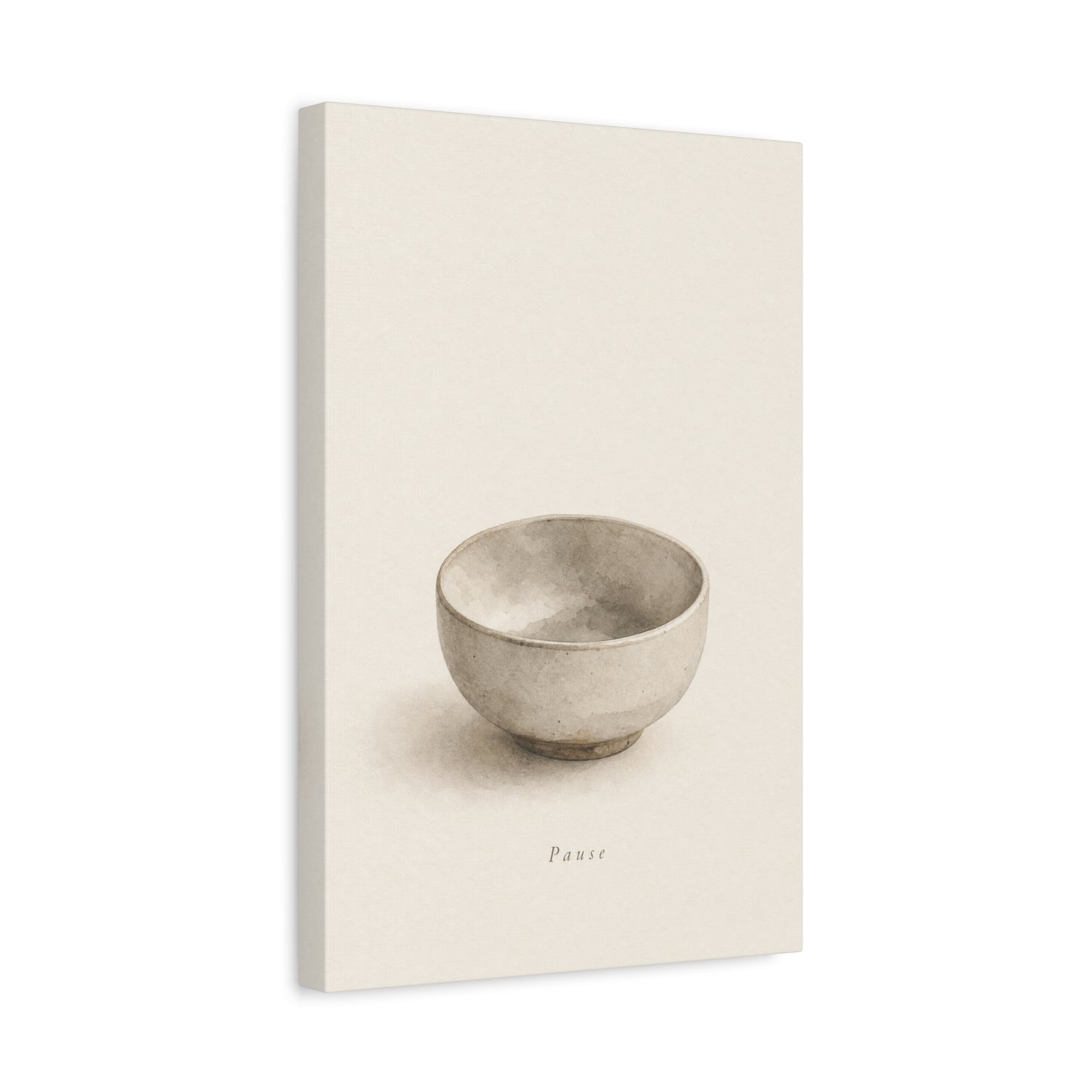 "Pause" Minimalist Bowl Canvas Wall Art - Neutral Still Life Print, Japandi Zen Style, Contemporary Home Decor For Bedroom, Living Room, Meditation Space, Calm Interior Accent - Living Room Wall Decor
