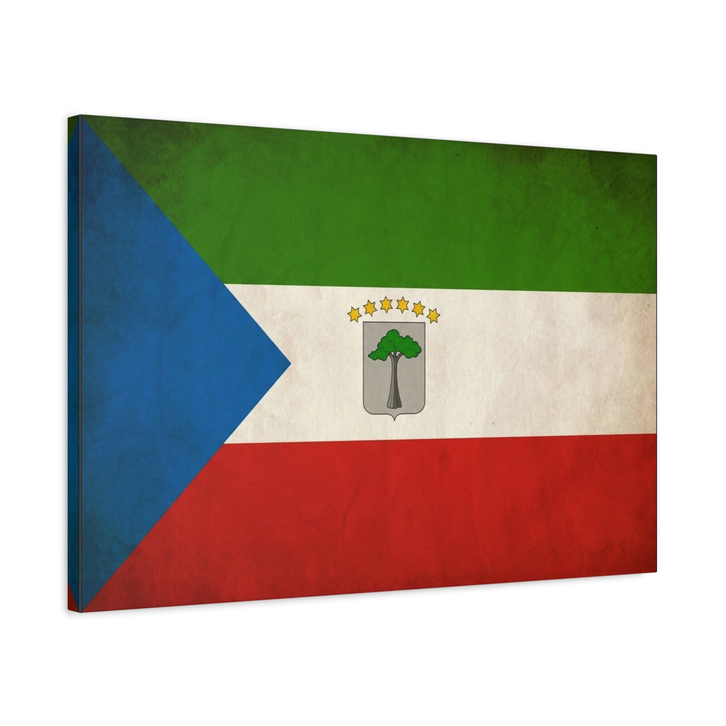 Equatorial Guinea Flag Canvas Wall Art - Vintage National Pride Decor, Distressed Heritage Print - Patriotic Traditional Style - Living Room Wall Decor - Ready to Hang - Bedroom Home Decoration