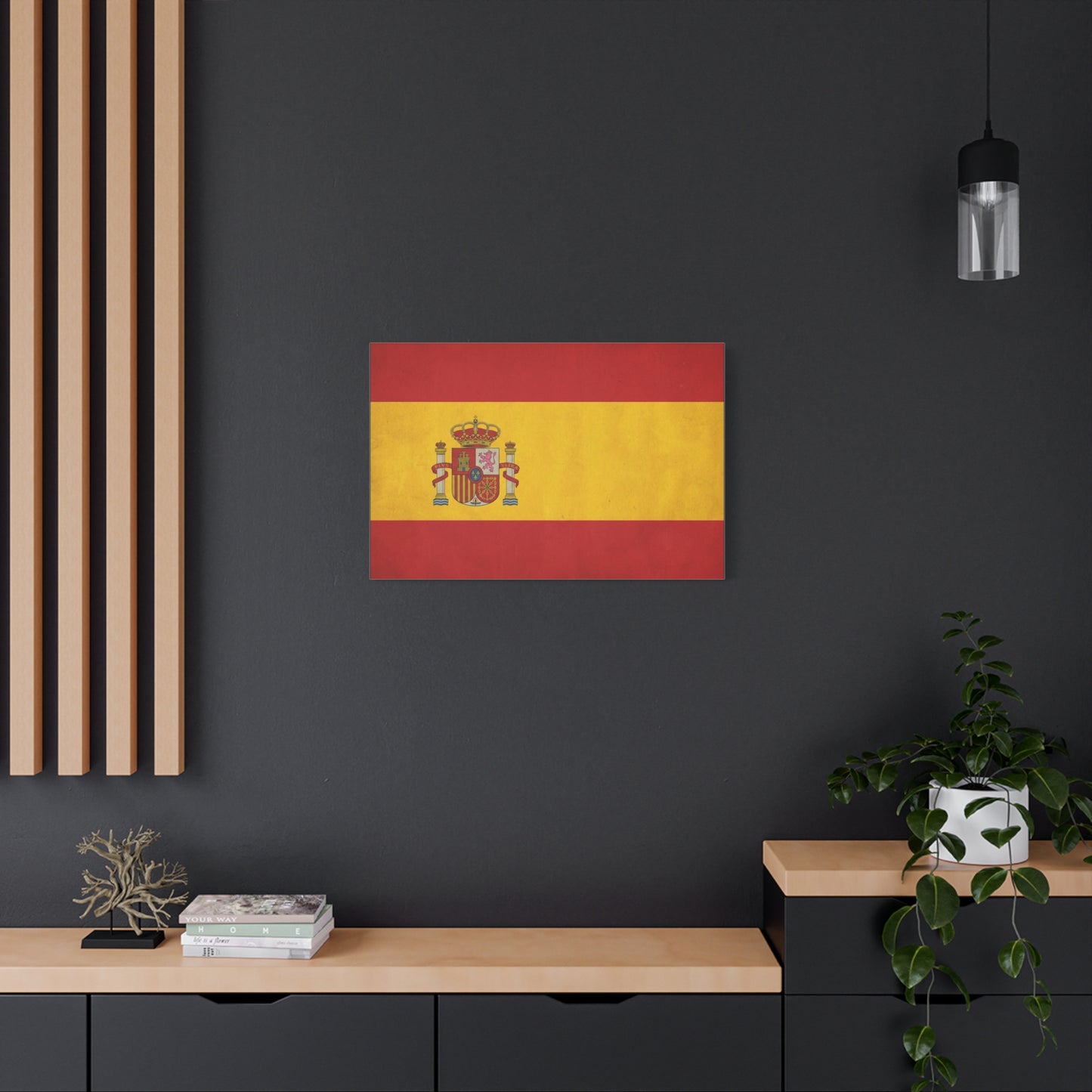 Spain Flag Canvas Wall Art - Spanish Coat Of Arms Print, Vintage Patriotic Decor - Textured Cotton Look, Traditional Style - Living Room Home Decoration - Living Room Wall Decor - Ready to Hang