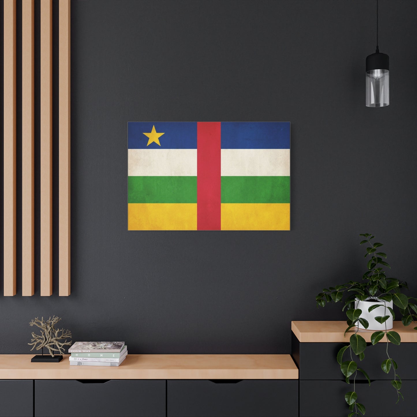 Central African Republic Flag Canvas Wall Art - Vintage National Pride Decor, Patriotic Color Block Print - Traditional Style - Living Room Wall Decor, Bedroom Home Decoration - Modern Farmhouse Style