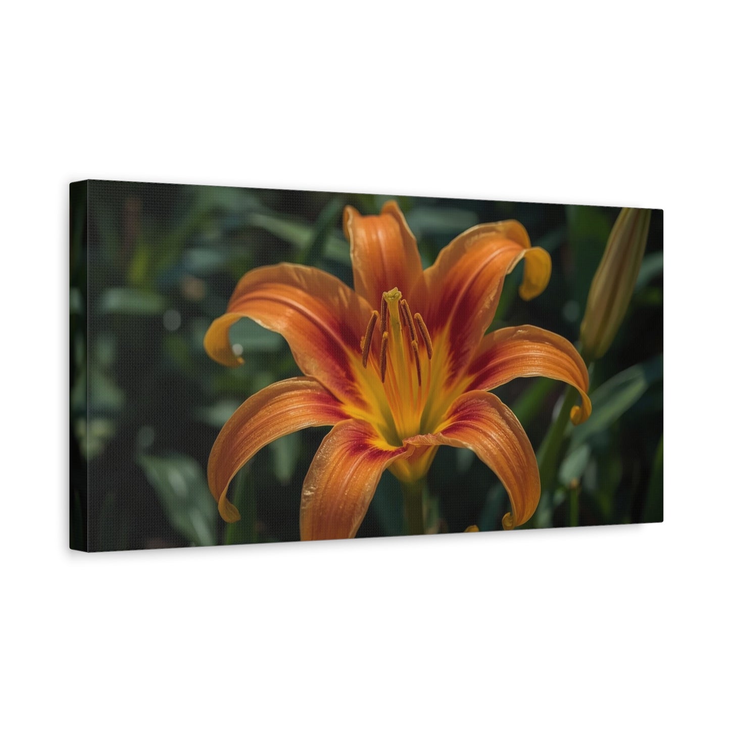 Orange Daylily Canvas Wall Art - Floral Close Up Art Print, Botanical Canvas Print - Matte Cotton Wall Decor - Contemporary Style, Bedroom Home Decoration, Office Art Accent - Modern Farmhouse Style