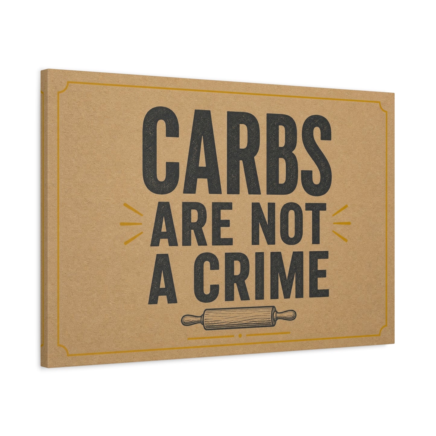 "Carbs Are Not A Crime" Funny Kitchen Canvas Wall Art - Rustic Typography Quote Print, Farmhouse Food Humor Decor - Dining Room Home Decoration - Living Room Wall Decor - Bedroom Home Decoration