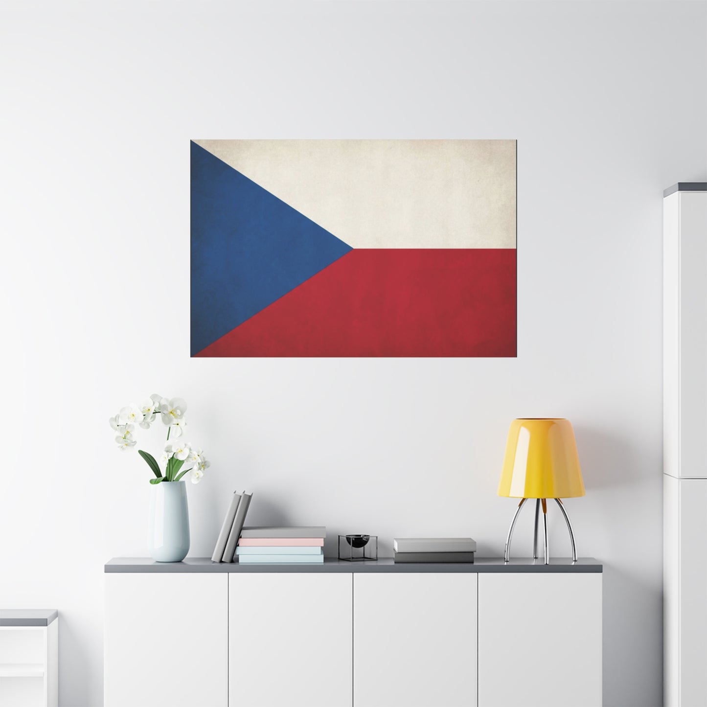Czech Republic Flag Canvas Wall Art - Czech Flag Print, Vintage Patriotic Decor - Minimalist Tricolor Design - Living Room Home Decoration, Office Wall Accent - Bedroom Home Decoration - Ready to Hang
