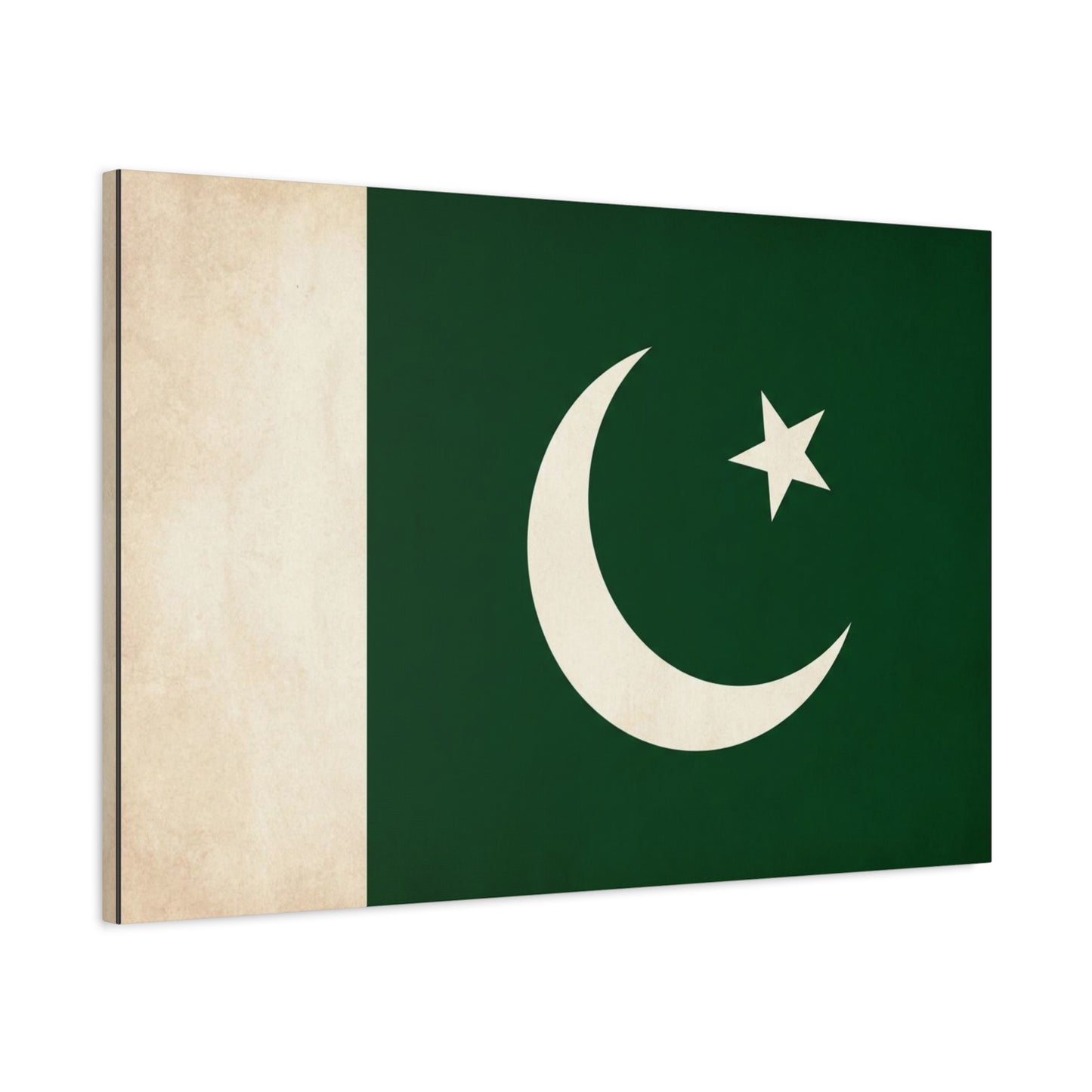 Pakistan Flag Canvas Wall Art - Crescent Moon Star Green White National Decor - Vintage Style Matte Print - Living Room Wall Decor, Bedroom Home Decoration - Bedroom Home Decoration - Ready to Hang
