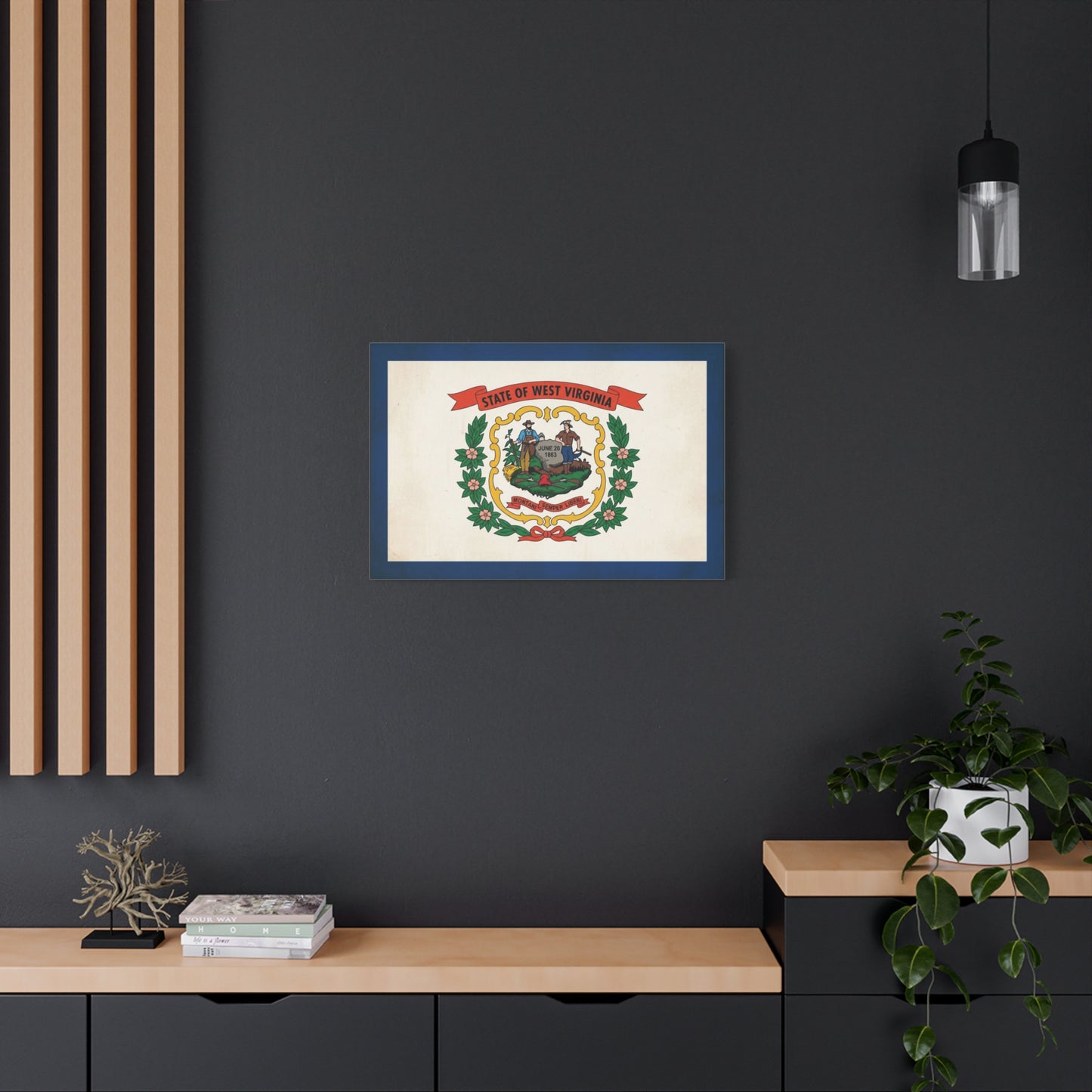 "State Of West Virginia" Flag Canvas Wall Art - Vintage State Seal Print, June 20 1863, Montani Semper Liberi - Patriotic Heritage Decor - Living Room Home Decoration - Office Wall Art - Ready to Hang
