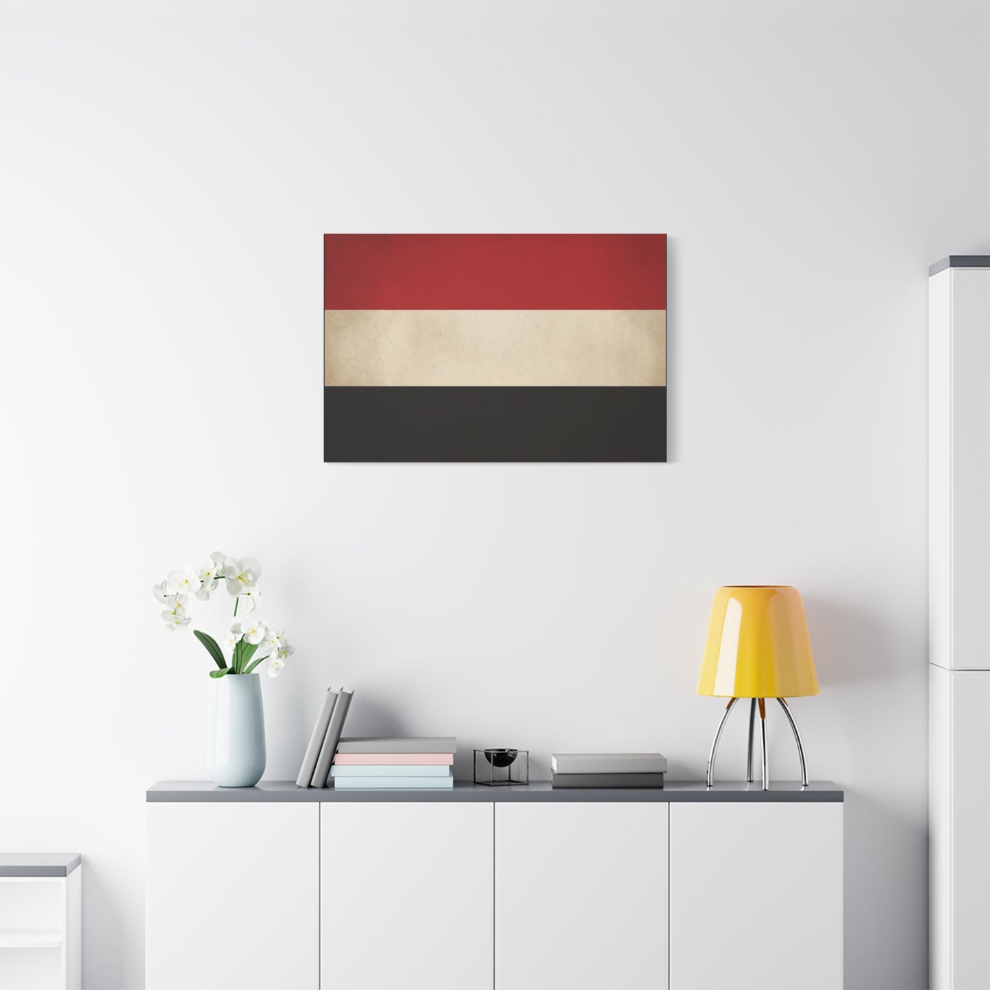 Yemen Flag Canvas Wall Art - Red White Black Horizontal Banner Print - Minimalist Patriotic Artwork - Contemporary Wall Decor For Living Room Bedroom Office Display - Bedroom Home Decoration