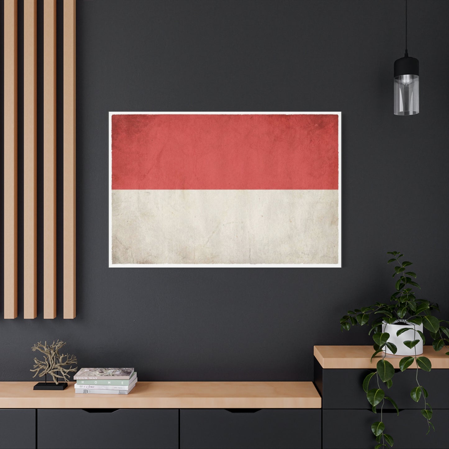 Indonesia Flag Canvas Wall Art - Vintage Red And White Banner Print, Minimalist Patriotic Decor - Matte Cotton Artwork - Living Room Wall Decor, Office Art, Dorm Accent - Bedroom Home Decoration