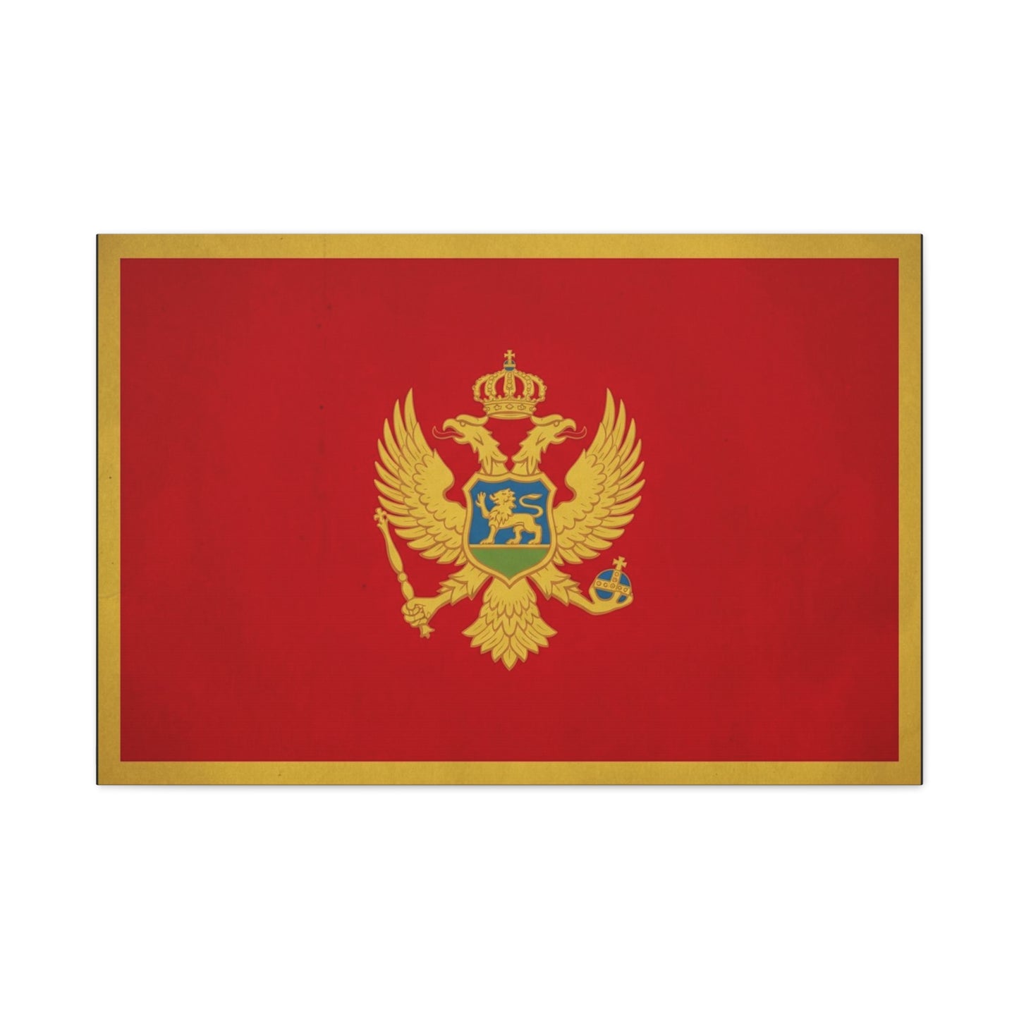Montenegro Flag Canvas Wall Art - Red Gold Double Headed Eagle Crest Print - Vintage Heraldic Style, Living Room Wall Decor, Office Decoration - Ready to Hang - Bedroom Home Decoration - Ready to Hang