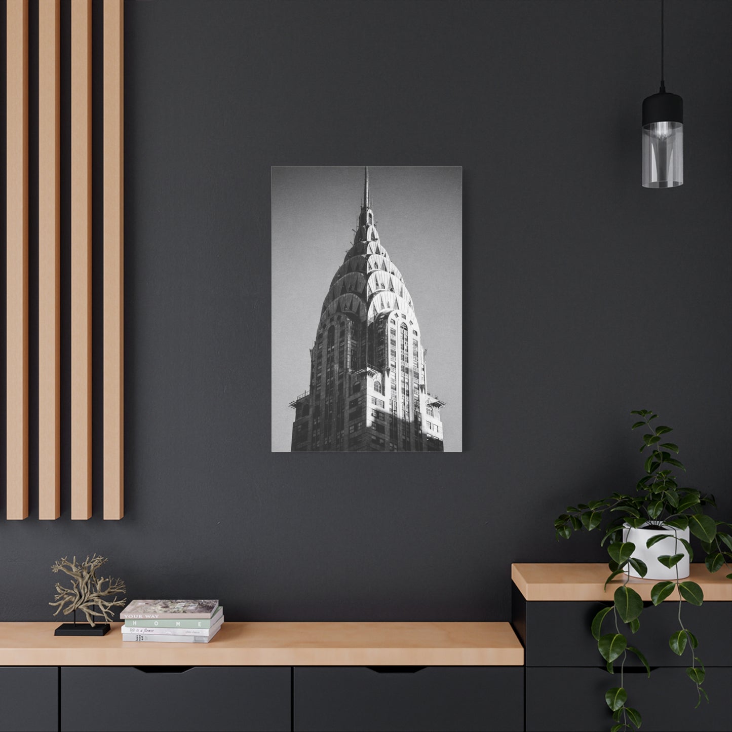 Chrysler Building Canvas Wall Art - Black And White New York City Architecture Print, Art Deco Skyscraper Art Print - Modern Monochrome Office Wall Decor, Living Room Accent - Modern Farmhouse Style