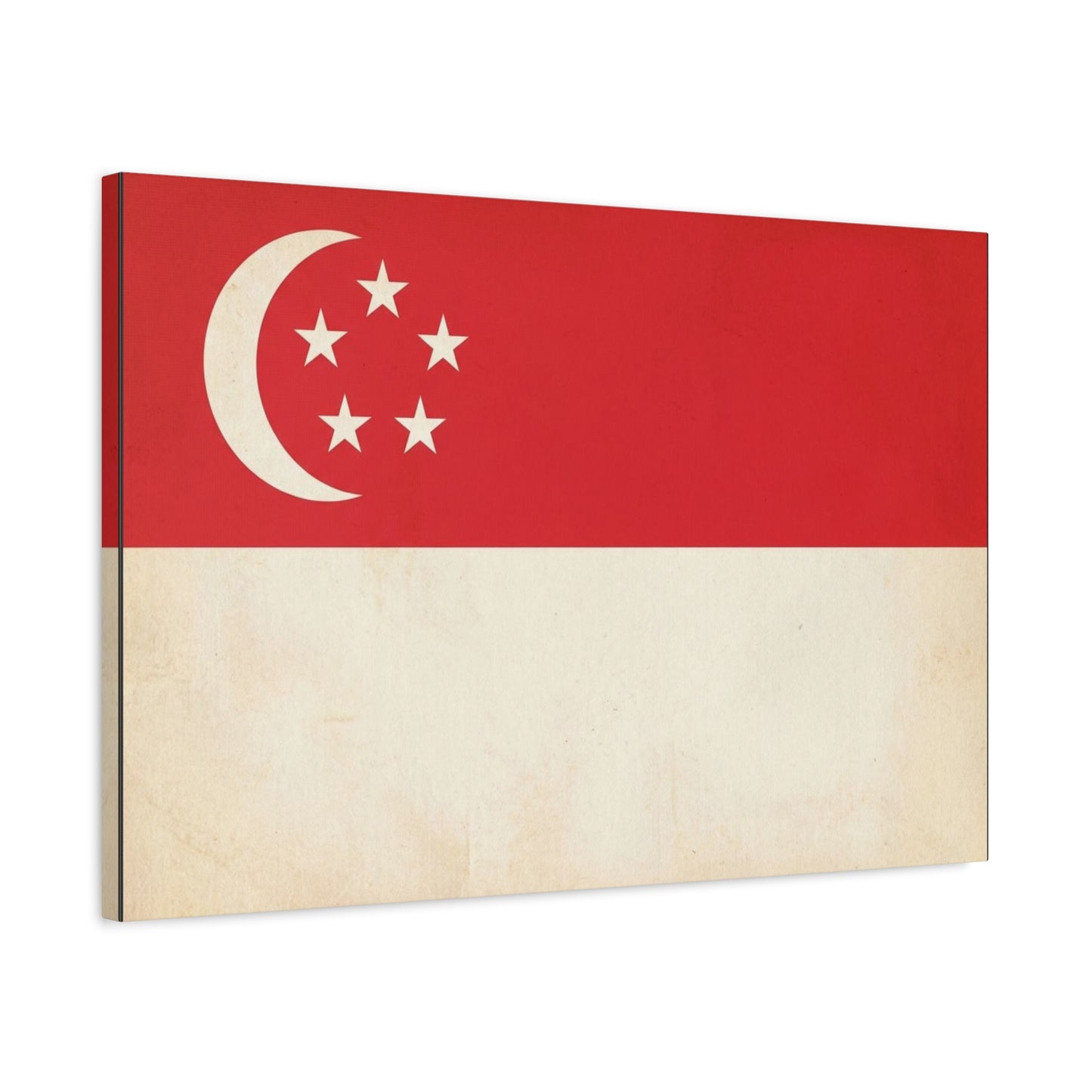 Singapore Flag Canvas Wall Art - Vintage Crescent And Five Stars National Print - Red And White Heritage Decor - Living Room Wall Decor, Office Art - Bedroom Home Decoration - Bedroom Home Decoration
