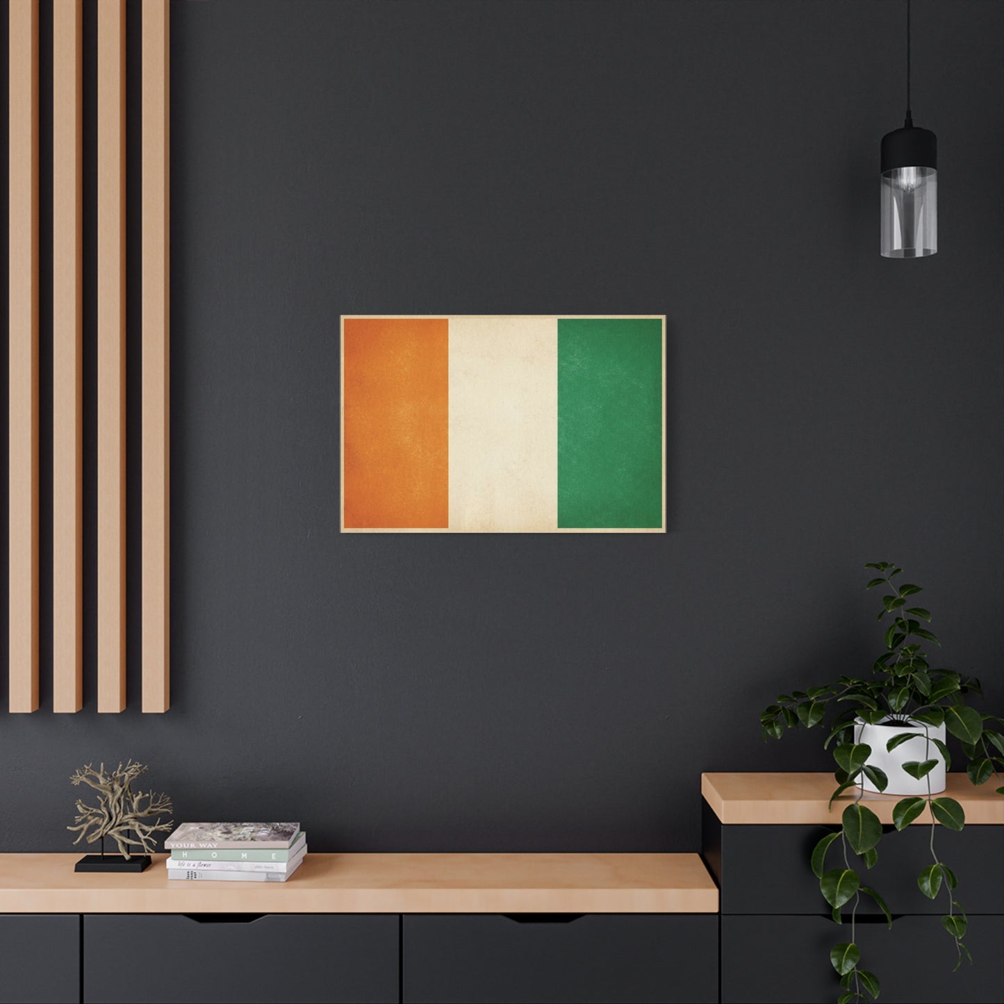 Irish Flag Canvas Wall Art - Vintage Tricolor Ireland Print, Green White Orange Decor - Minimalist Patriotic Artwork - Living Room Wall Decor, Bedroom Home Decoration - Bedroom Home Decoration