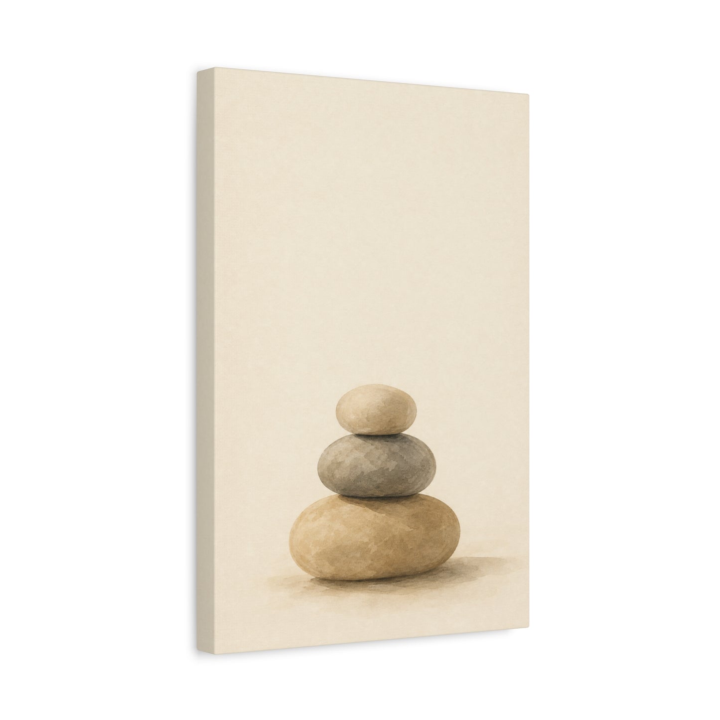 Stacked Zen Stones Canvas Wall Art - Minimalist Neutral Balance Painting, Calming Cotton Canvas Print - Contemporary Spa Style - Bedroom Wall Decor, Meditation Space Accent - Bedroom Home Decoration