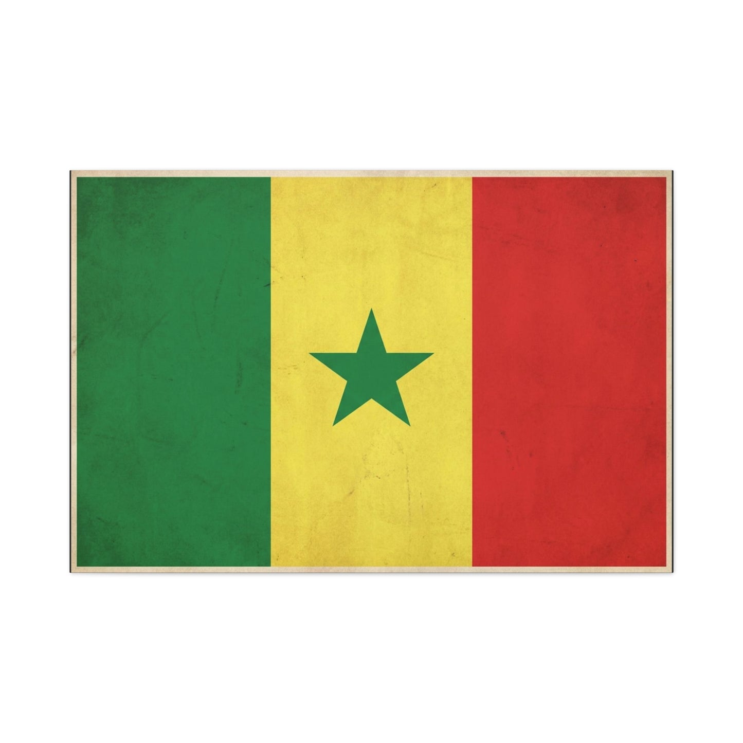 Senegal Flag Canvas Wall Art - Vintage National Pride Decor, Green Yellow Red Star Print - Cultural Heritage Style, Living Room Wall Decor, Bedroom Home Decoration - Ready to Hang - Ready to Hang