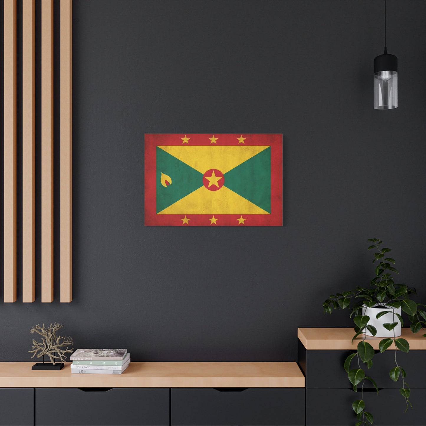 Grenada Flag Canvas Wall Art - Vintage Caribbean Nation Print, Rustic Patriotic Home Accent, Cultural Heritage Artwork, Living Room Decoration, Office Display - Office Wall Art - Ready to Hang