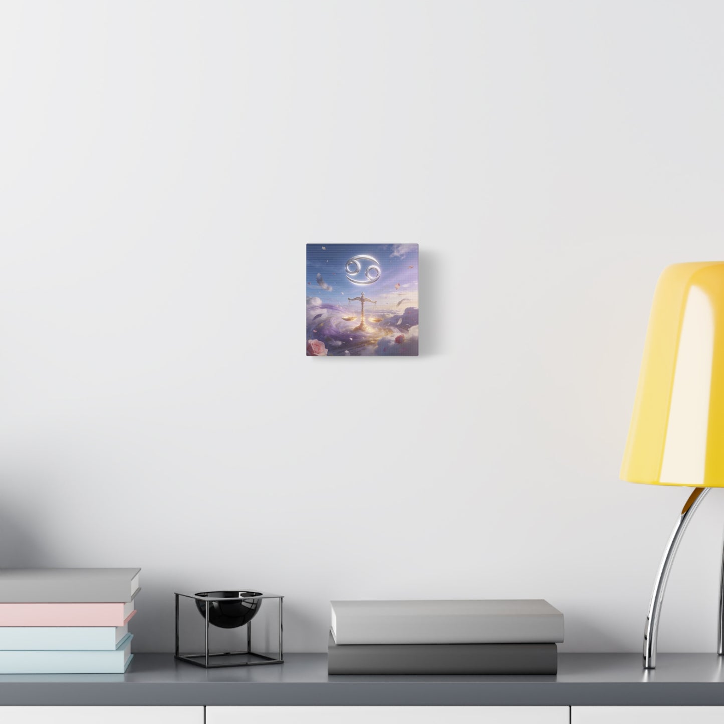 Cancer Zodiac Canvas Wall Art - Celestial Crab Symbol, Golden Libra Scales, Dreamy Sky - Matte Canvas Print, Contemporary Astrology Decor - Bedroom Wall Accent, Meditation Space - Ready to Hang