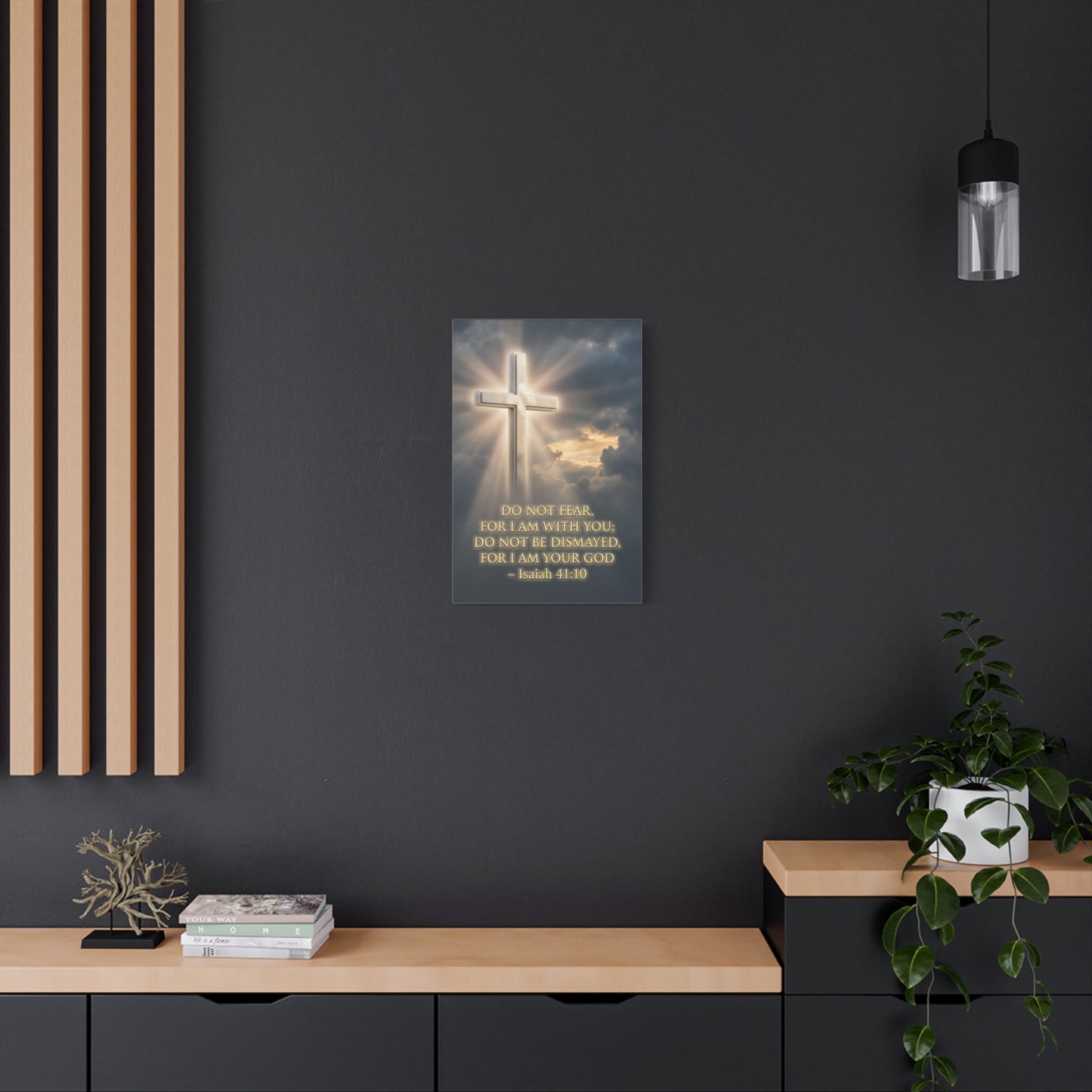 "Do Not Fear, For I Am With You" Cross Canvas Wall Art - Isaiah 41:10 Scripture Print, Glowing Christian Wall Decor, Traditional Faith Home Accent, Bedroom Living Room Office - Bedroom Home Decoration
