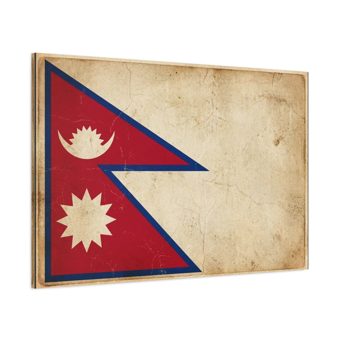 Nepal Flag Canvas Wall Art - Vintage Nepalese Banner Print, Rustic Patriotic Decor - Distressed Parchment Look, Traditional Style - Living Room Wall Decor - Bedroom Home Decoration - Ready to Hang