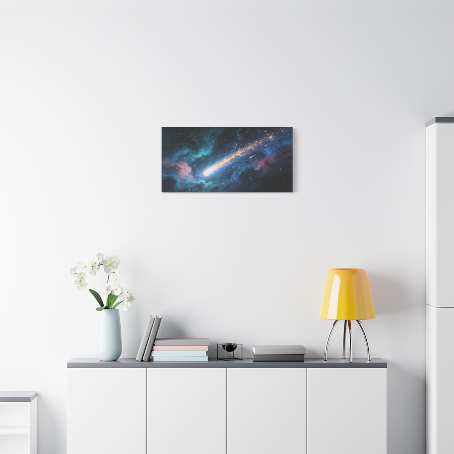 Comet Galaxy Canvas Wall Art - Cosmic Nebula Starfield, Abstract Space Artwork - Matte Cotton Print, Contemporary Celestial Style - Living Room Wall Decor, Office Art - Bedroom Home Decoration
