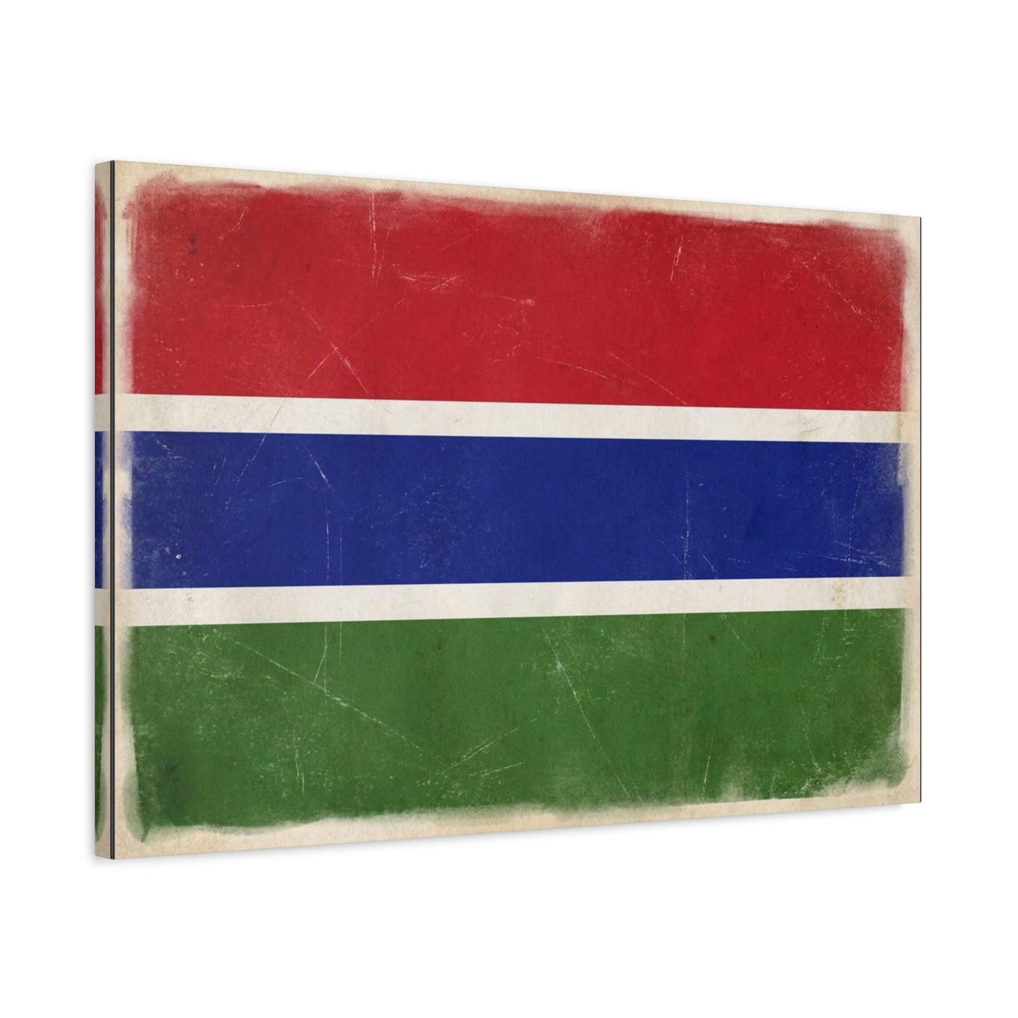 Gambia Flag Canvas Wall Art - Vintage Distressed National Banner Print - Red Blue Green Stripe Design, Patriotic Decor, Cultural Home Decoration For Living Room Bedroom Office - Living Room Wall Decor