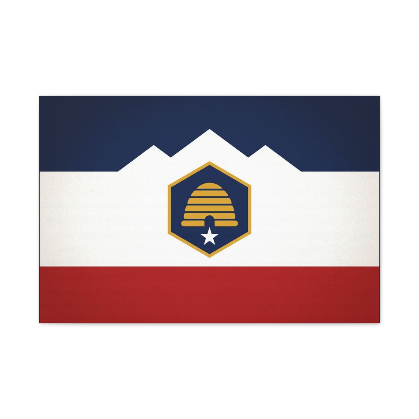 Acadia Flag Canvas Wall Art - Maine State Pride Print, Blue White Red Emblem Design - Minimalist Geometric Style - Living Room Decor, Office Wall Hanging - Bedroom Home Decoration - Ready to Hang