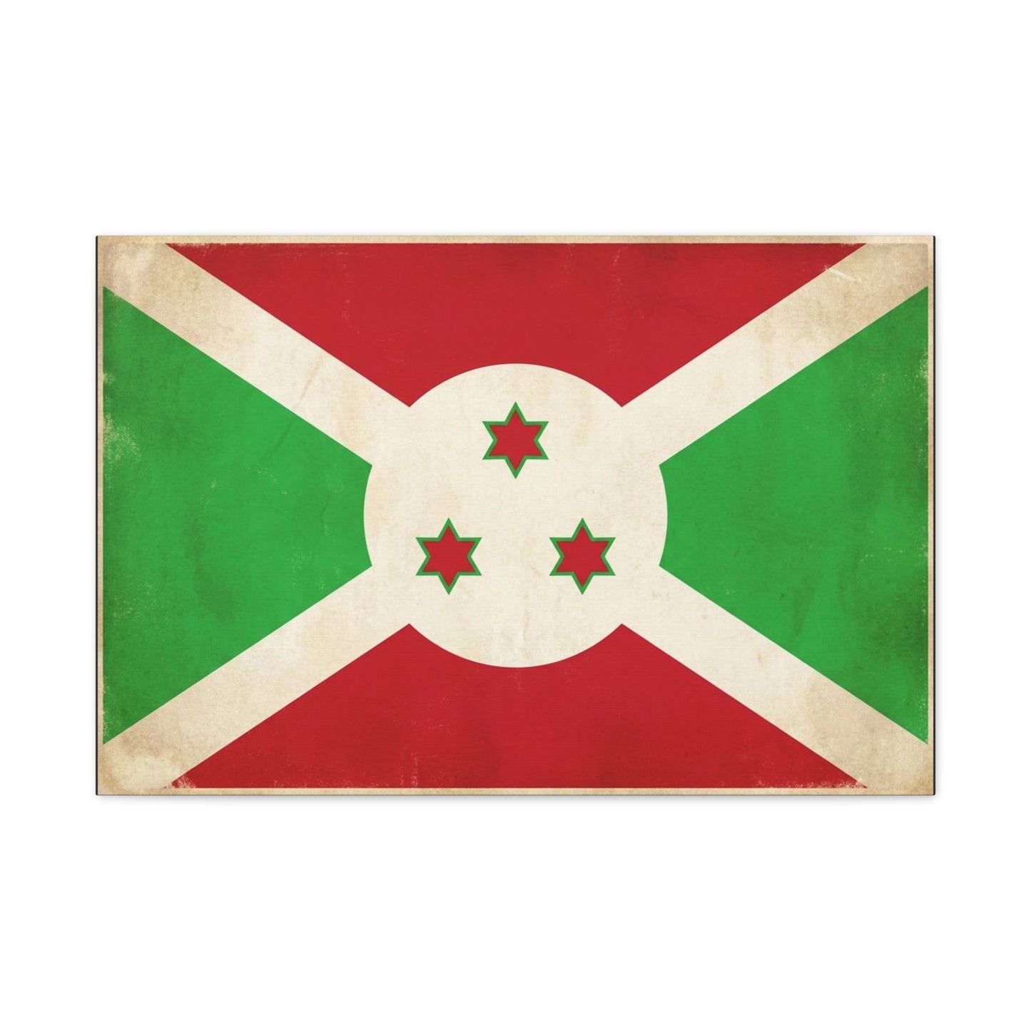 Burundi Flag Canvas Wall Art - Vintage National Banner Print, Patriotic Heritage Decor - Distressed Cotton Look, Traditional Style - Living Room Wall Decor - Modern Farmhouse Style - Ready to Hang