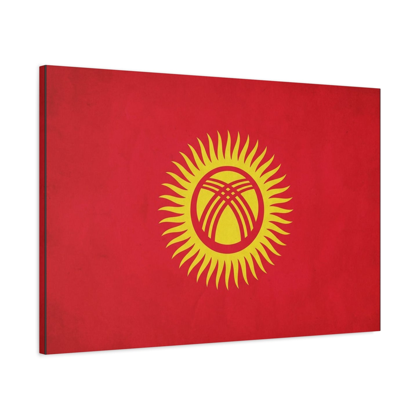 Kyrgyzstan Flag Canvas Wall Art - Red Sun Tunduk Emblem Print Picture - Minimalist Patriotic Wall Decor, Modern Home Decoration, Living Room Accent, Office Art - Bedroom Home Decoration