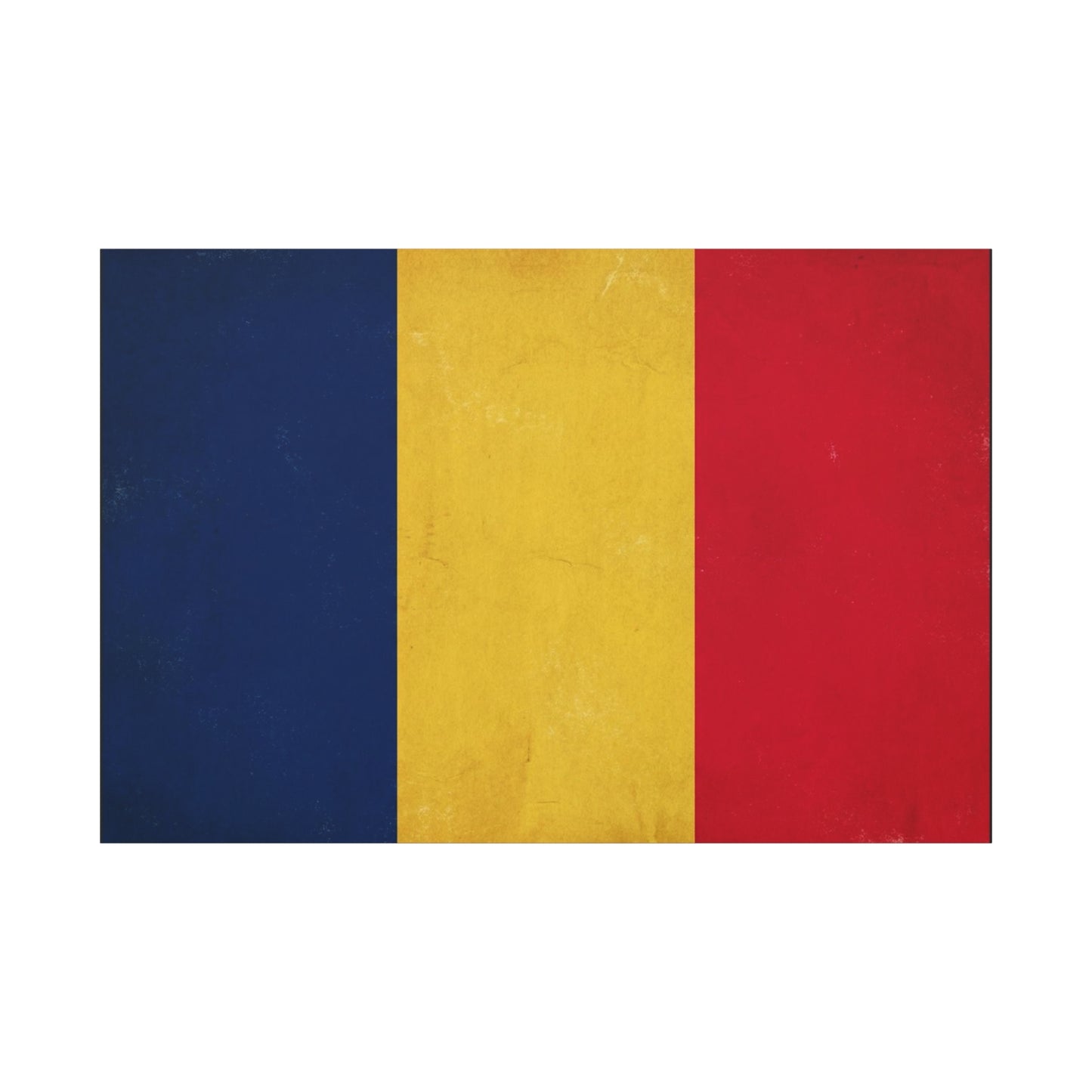 Romania Flag Canvas Wall Art - Vintage Tricolor Country Print, Blue Yellow Red Patriotic Decor - Minimalist Textured Artwork - Living Room Wall Decor - Bedroom Home Decoration - Modern Farmhouse Style