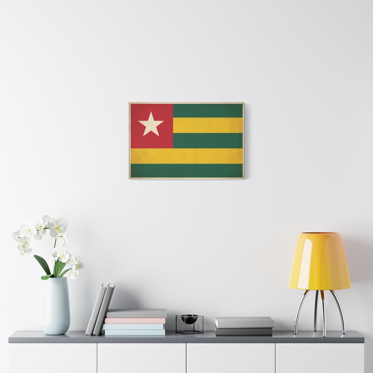 Togo Flag Canvas Wall Art - Vintage National Flag Print, Green Yellow Red Star Decor - Cultural Heritage Style - Living Room Wall Decor, Office Art - Bedroom Home Decoration - Bedroom Home Decoration