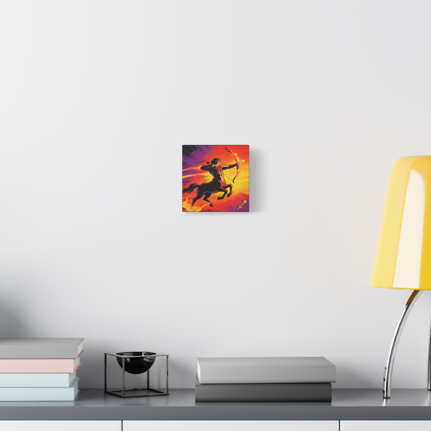 Sagittarius Centaur Archer Canvas Wall Art - Fiery Zodiac Illustration, Bold Mythology Decor - Matte Canvas Print, Modern Pop Art Style - Bedroom Home Decoration, Office Wall Decor - Ready to Hang