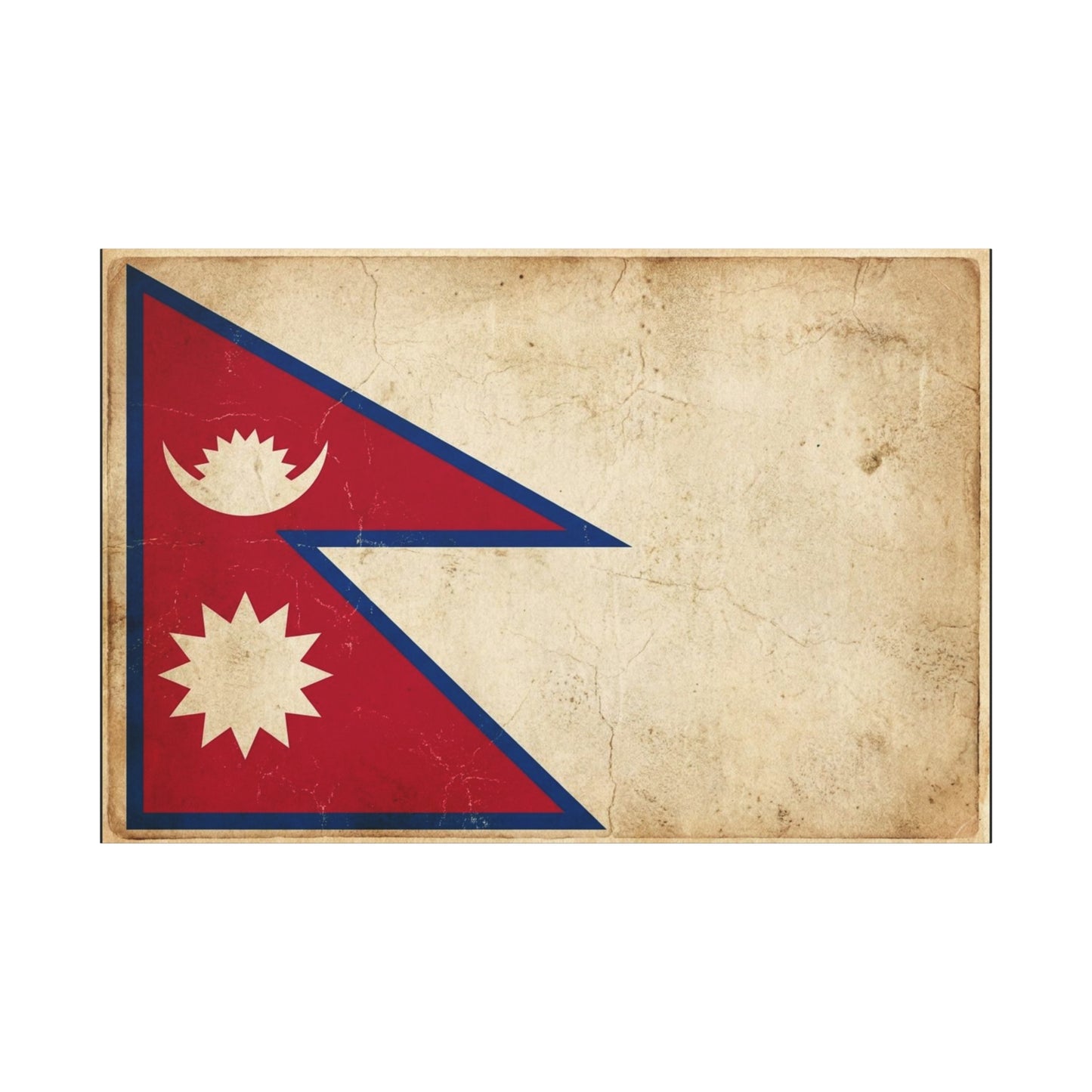 Nepal Flag Canvas Wall Art - Vintage Nepalese Banner Print, Rustic Patriotic Decor - Distressed Parchment Look, Traditional Style - Living Room Wall Decor - Bedroom Home Decoration - Ready to Hang
