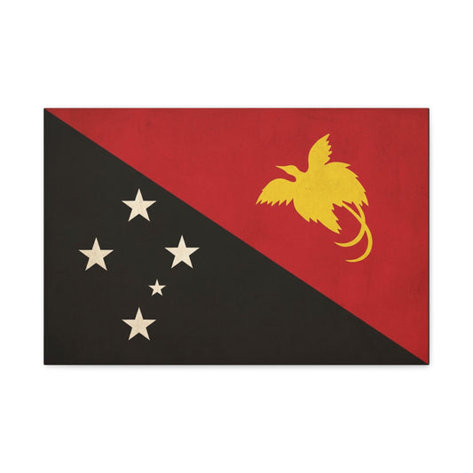 Papua New Guinea Flag Canvas Wall Art - Red Black Bird Of Paradise Southern Cross Print - Vintage National Pride Decor - Living Room Wall Decor - Bedroom Home Decoration - Bedroom Home Decoration