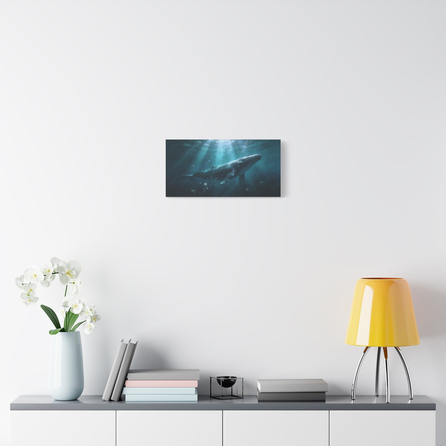 Humpback Whale Canvas Wall Art - Underwater Ocean Scene, Blue Marine Wildlife Decor - Matte Cotton Art Print, Contemporary Coastal Style - Living Room Wall Decor, Bedroom Accent - Ready to Hang