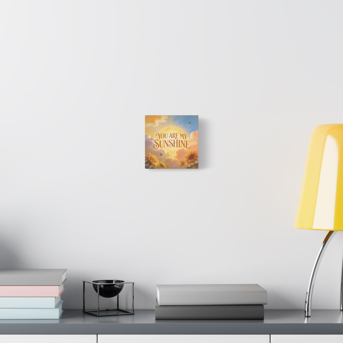 "You Are My Sunshine" Sunflower Canvas Wall Art - Vintage Typography Sky, Birds - Inspirational Farmhouse Style - Living Room Wall Decor, Bedroom Home Decoration, Office Art Accent - Ready to Hang